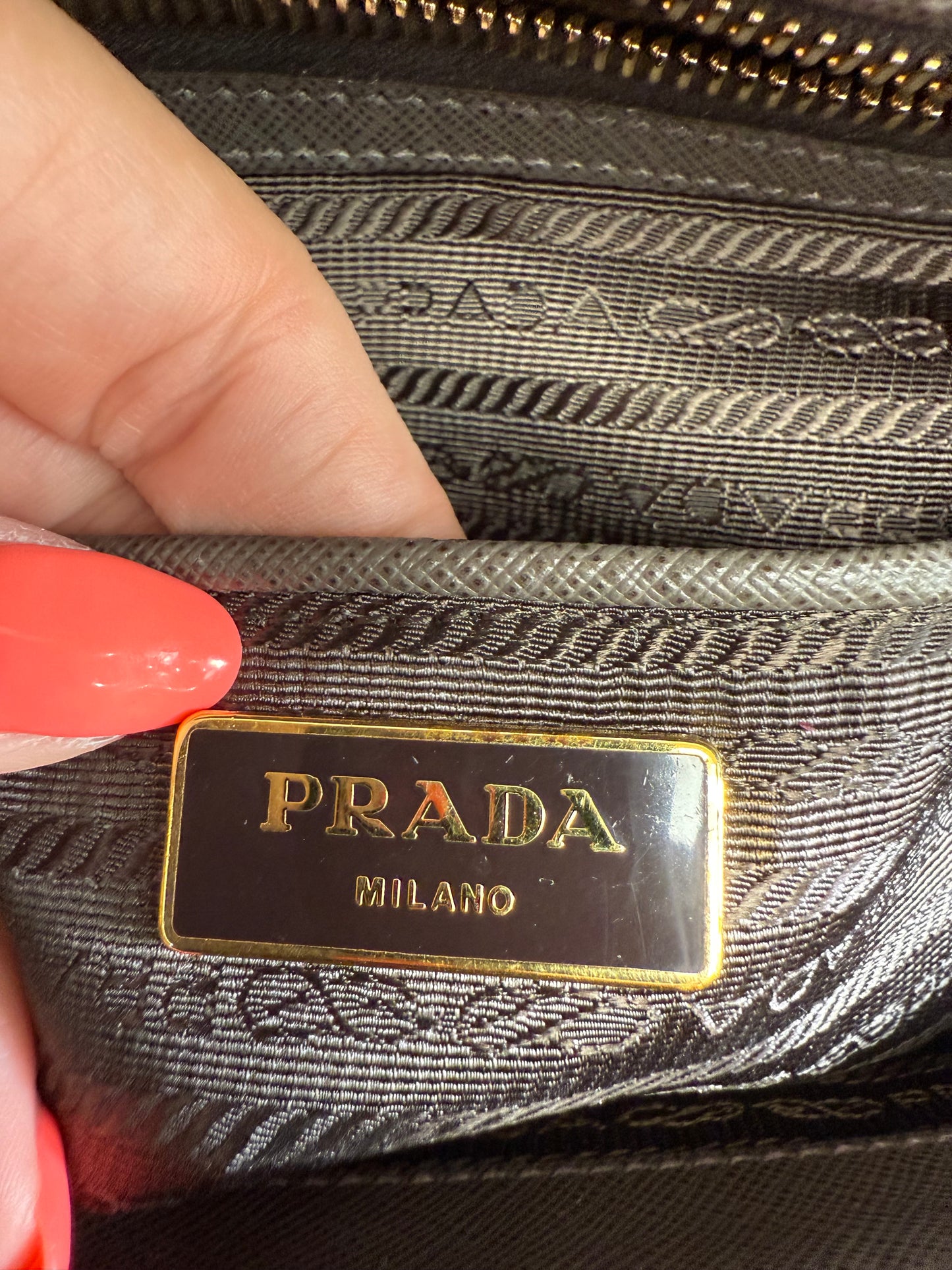 Prada Grey Saffiano Leather Top Handle Bag