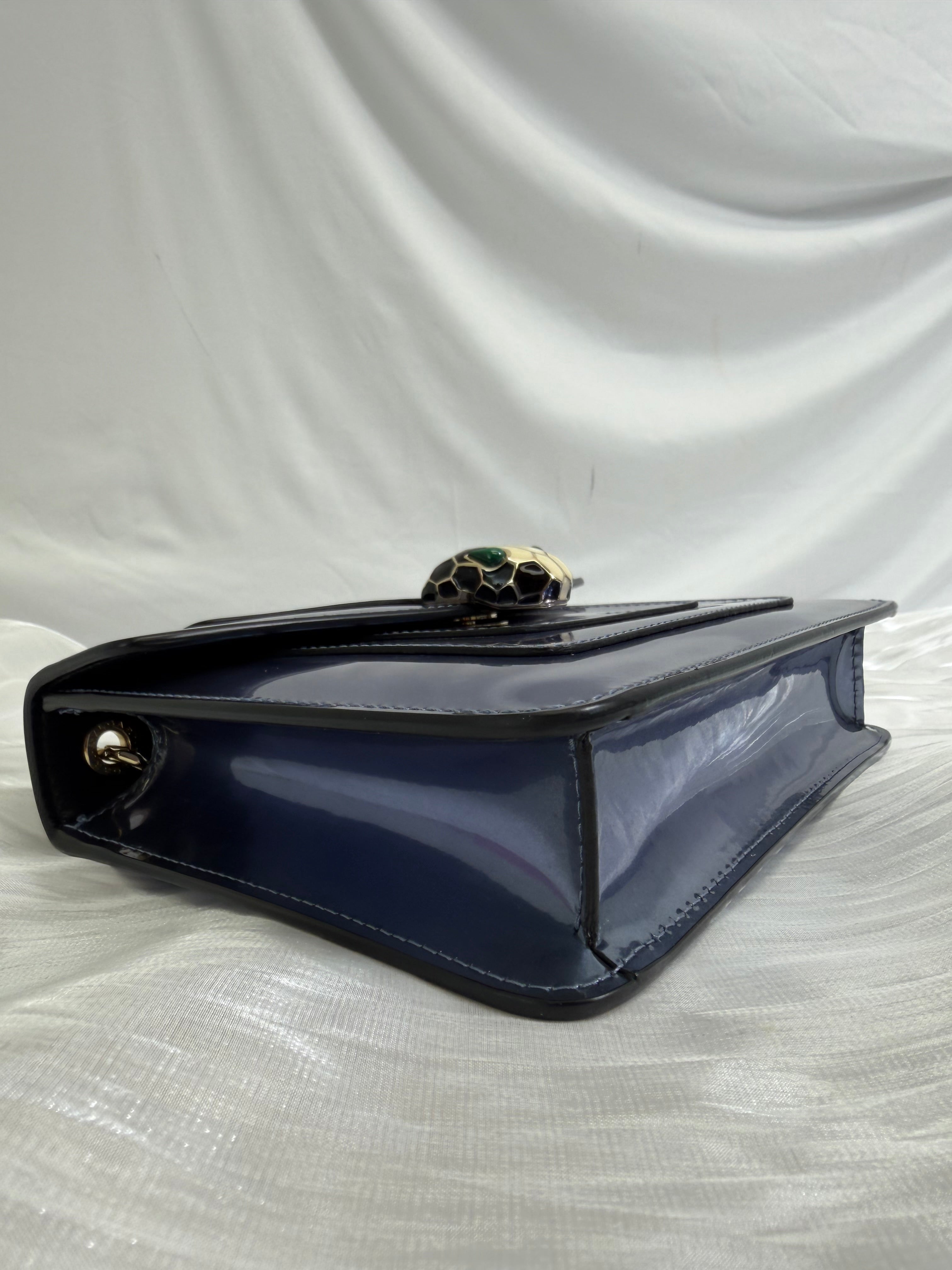 Bvlgari Blue Metallic Blue Calfskin Serpenti Forever Shoulder Bag