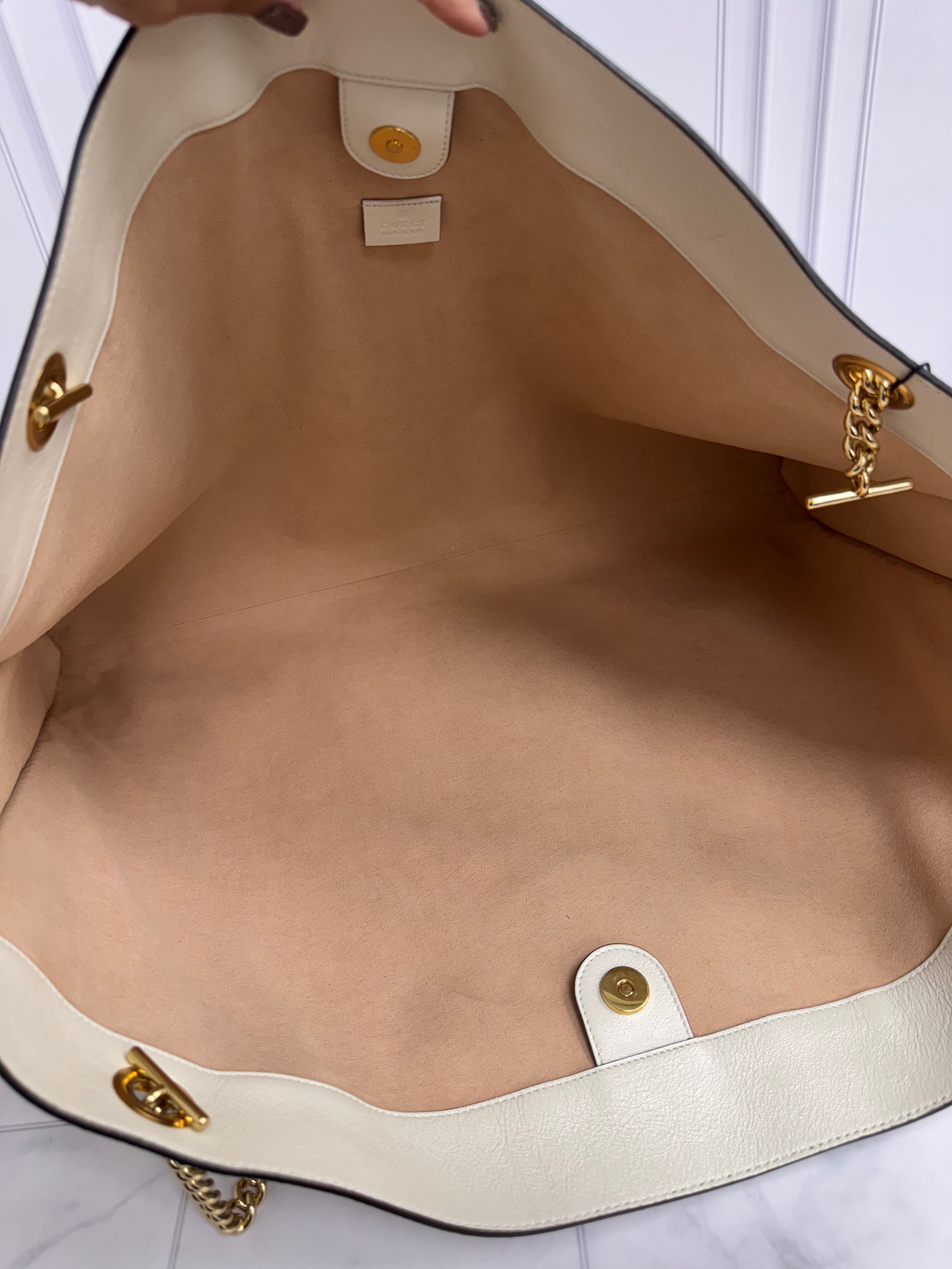 *DONS DROP* Gucci White Leather Web Rajah Large Tote