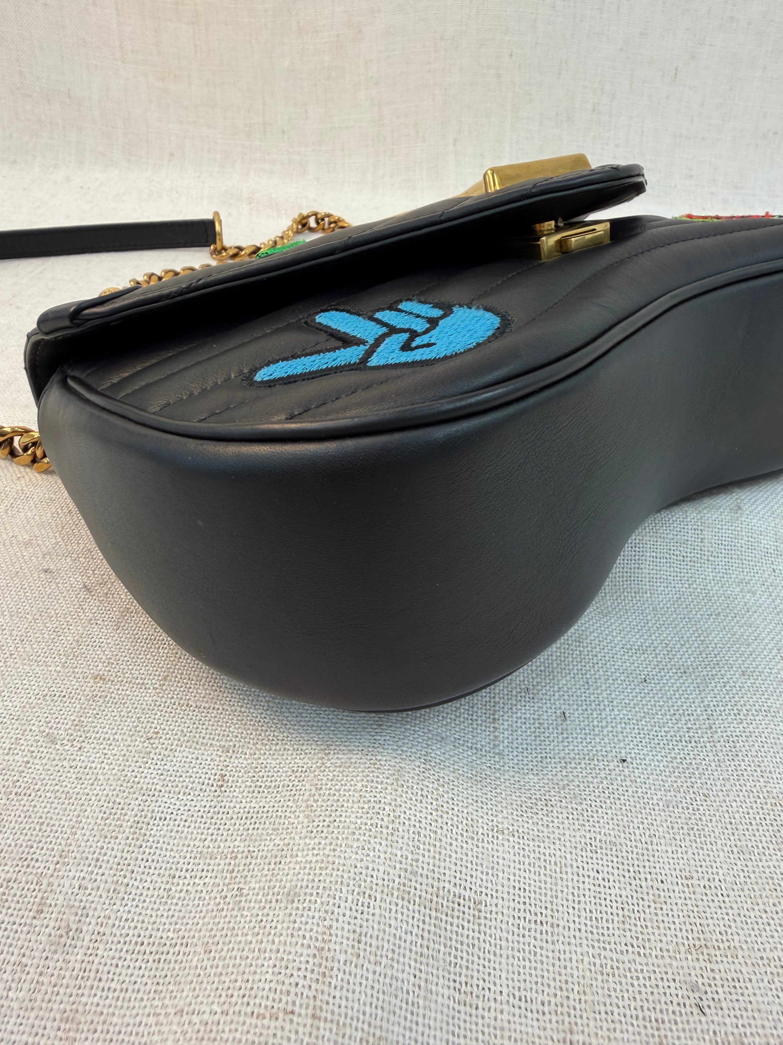 Louis Vuitton Black Leather New Wave Patches MM Chain Bag