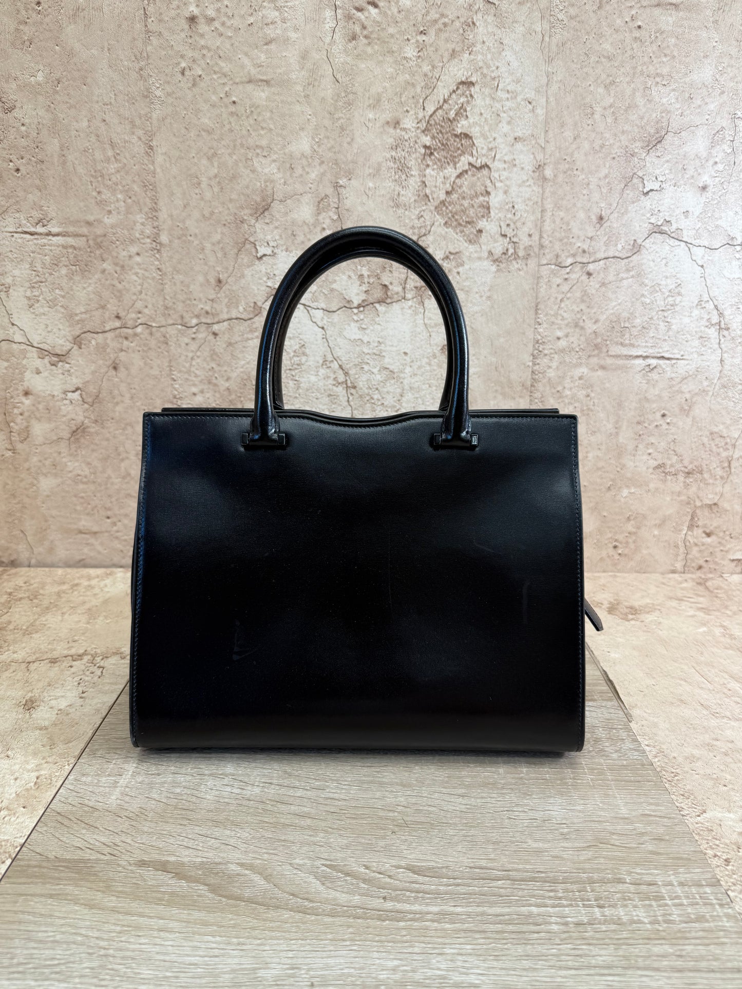 Saint Laurent YSL Black Leather Uptown Tote