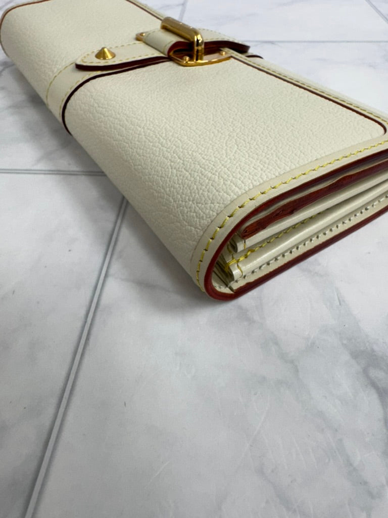 Louis Vuitton White Grained Leather Le Favori Long Wallet