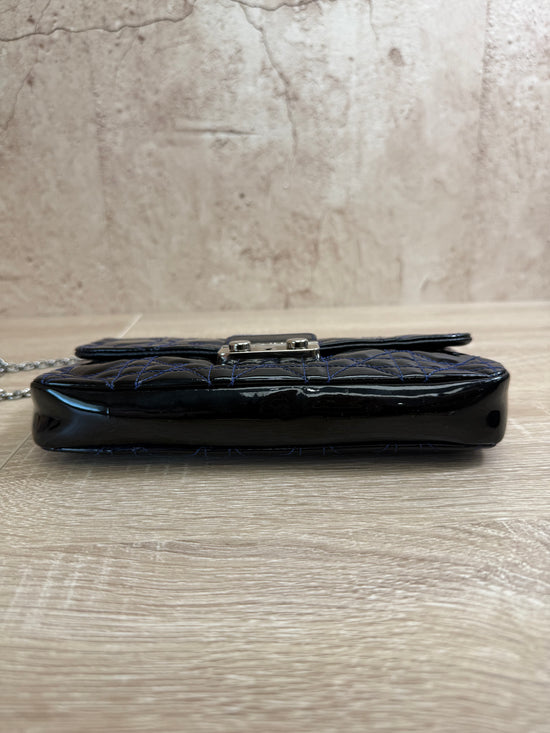 Christian Dior Navy Patent Leather Cannage Chain Crossbody Bag