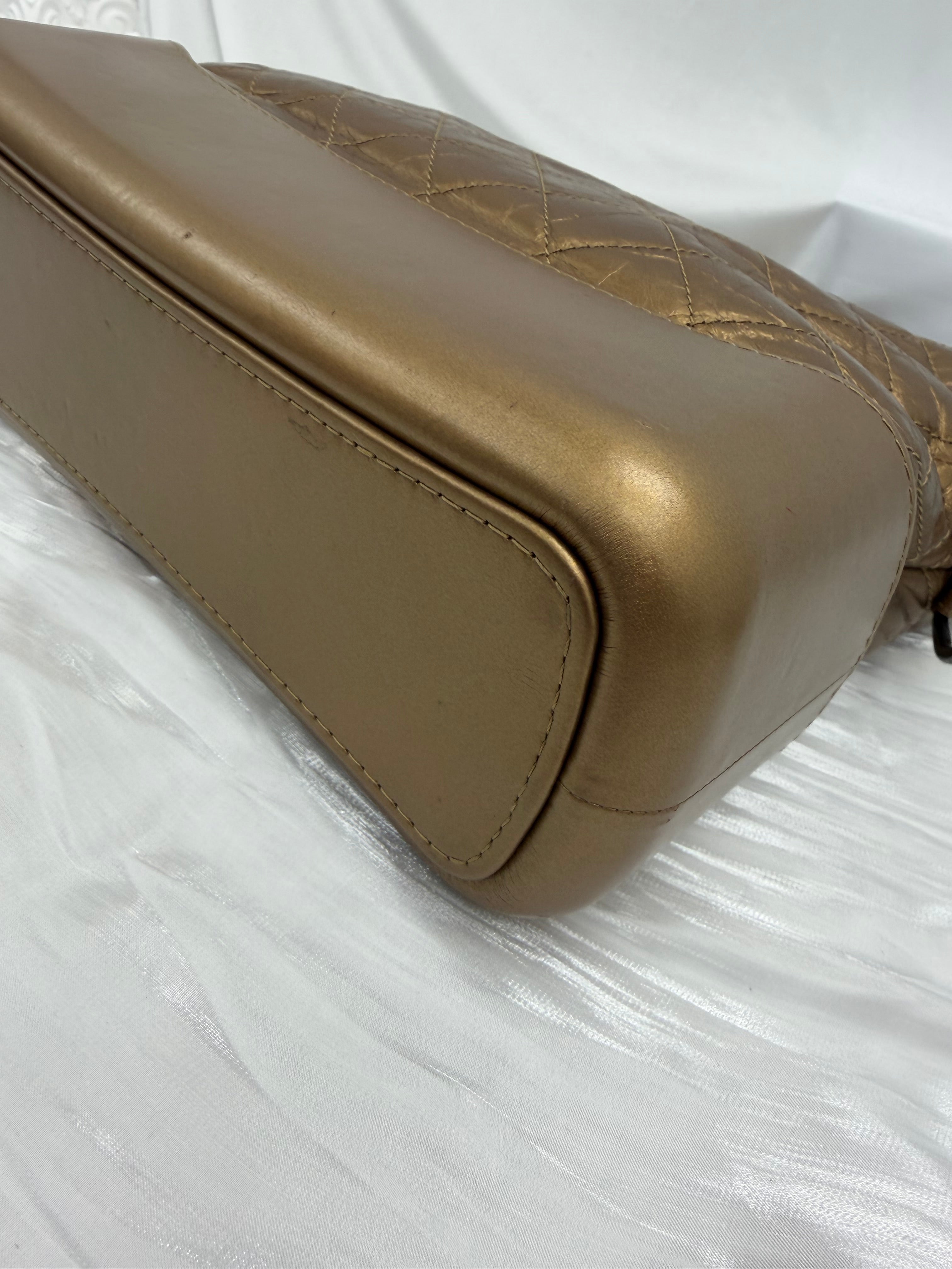 Chanel Metallic Bronze Aged Quilted Calfskin Medium Gabrielle Hobo Bag