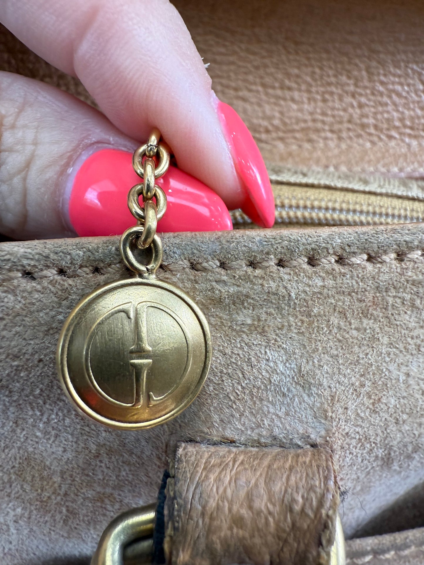 Gucci Tan Suede Bamboo Handle 2Way Bag