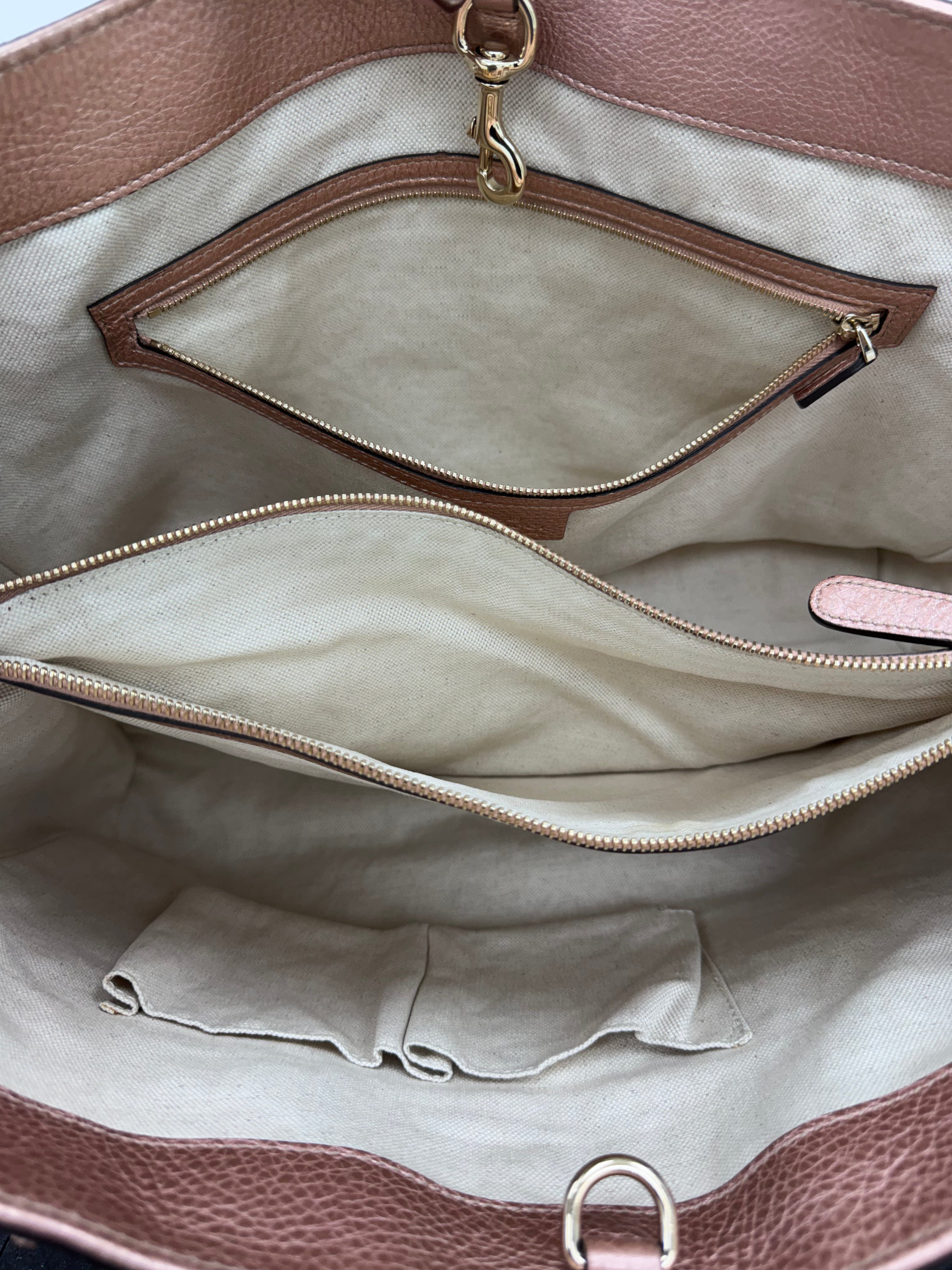 Gucci Metallic Pink Bella Shopper Large Tote Bag