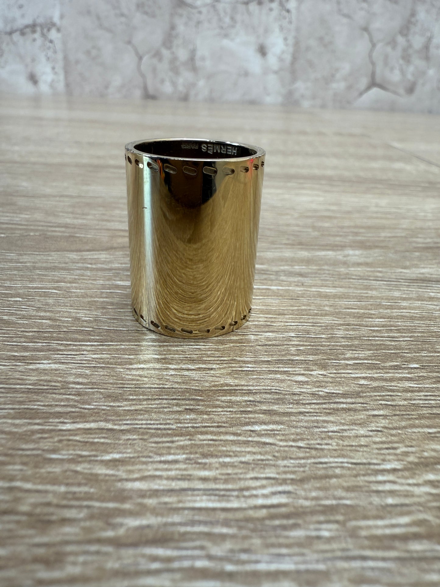 Hermes Gold Cylinder Scarf Ring