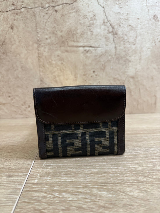 Fendi Brown Zucca Canvas & Leather Compact Wallet