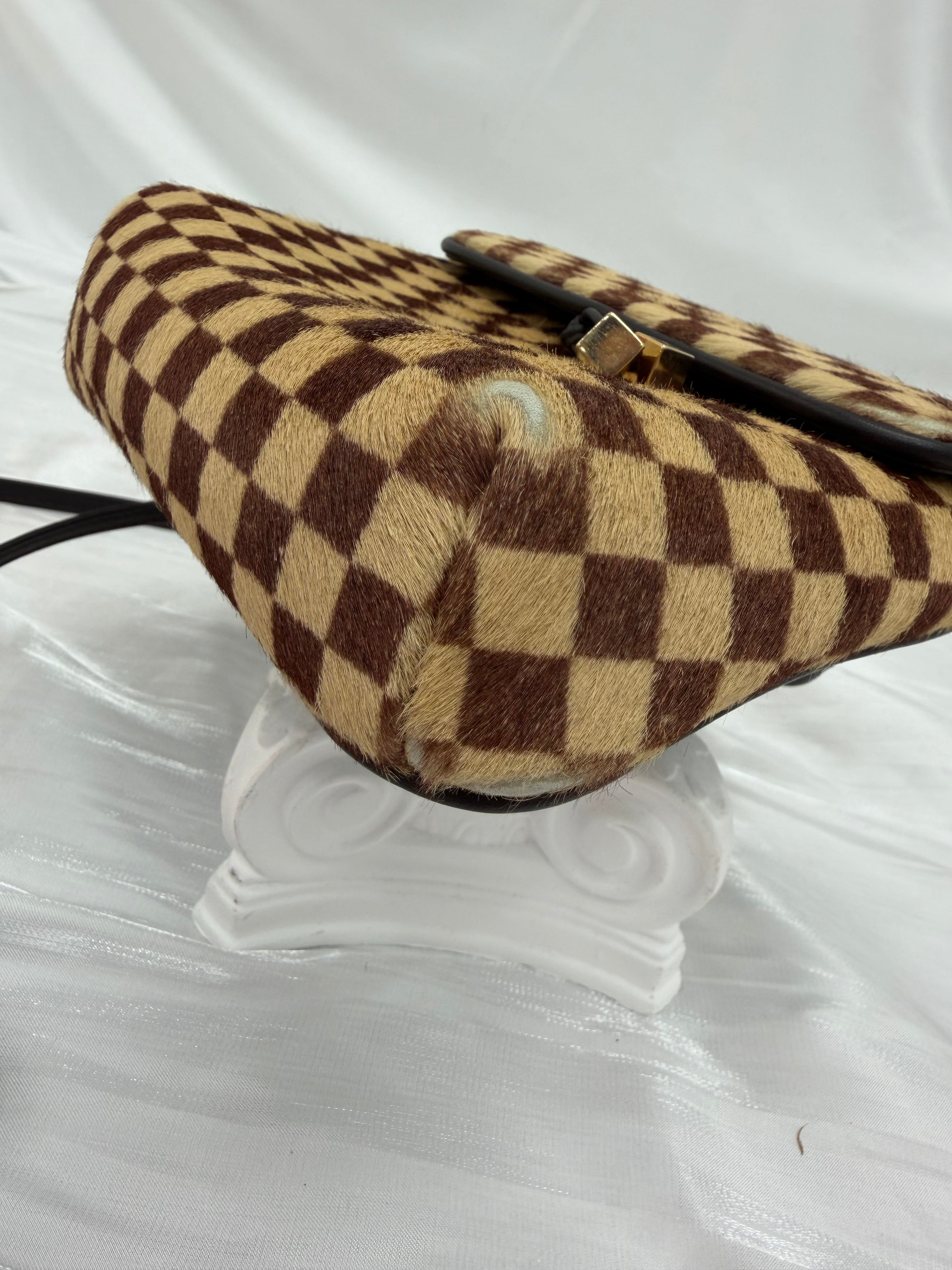 Louis Vuitton Limited Edition Damier Sauvage Calf Hair Gazelle Bag