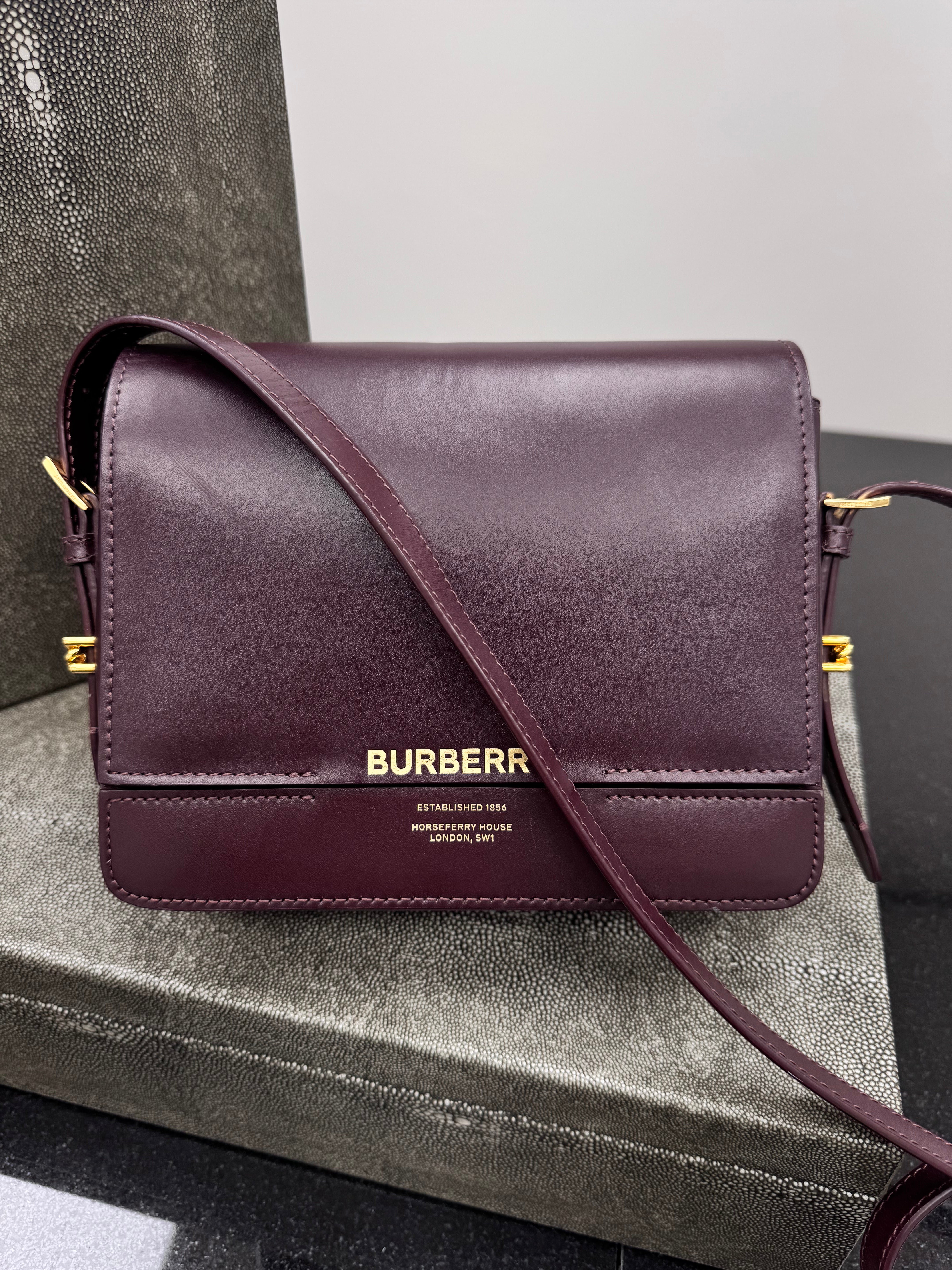 *DONS DROP* Burberry Dark Plum Leather Small Grace Crossbody Bag