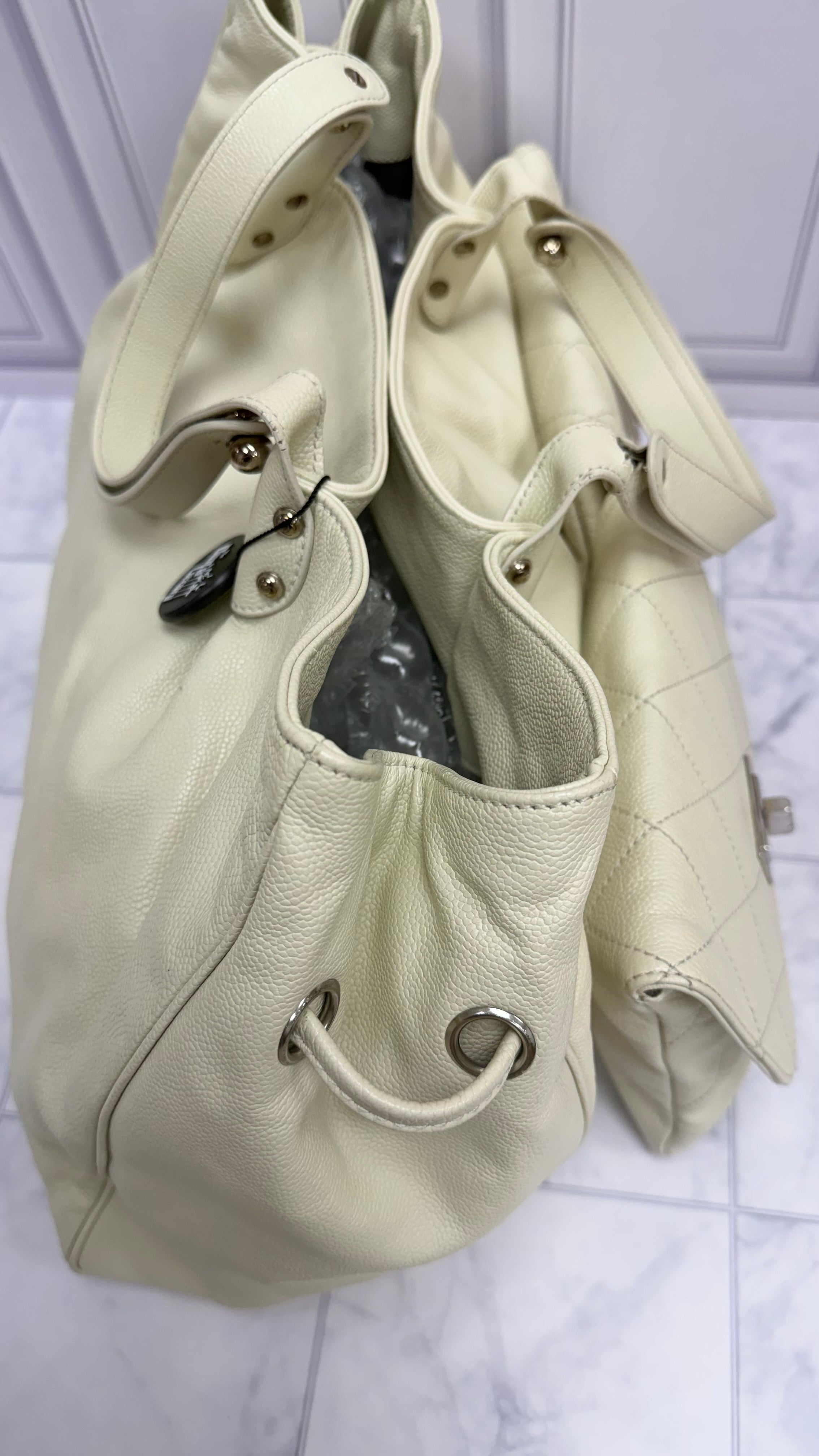 Chanel Beige Caviar Leather Pocket in the City Bag
