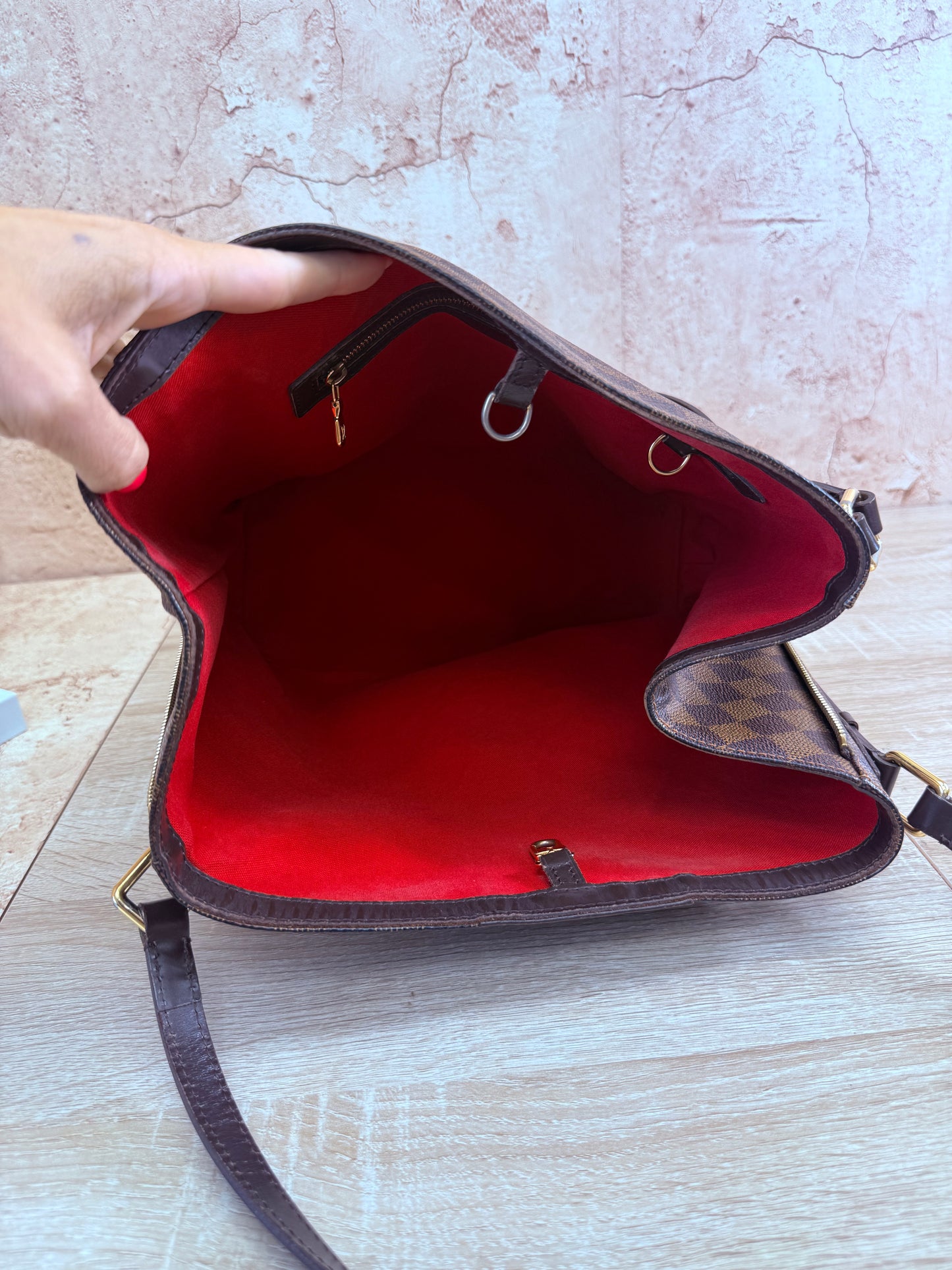 Louis Vuitton Damier Ebene Cabas Rivington Hobo Bag
