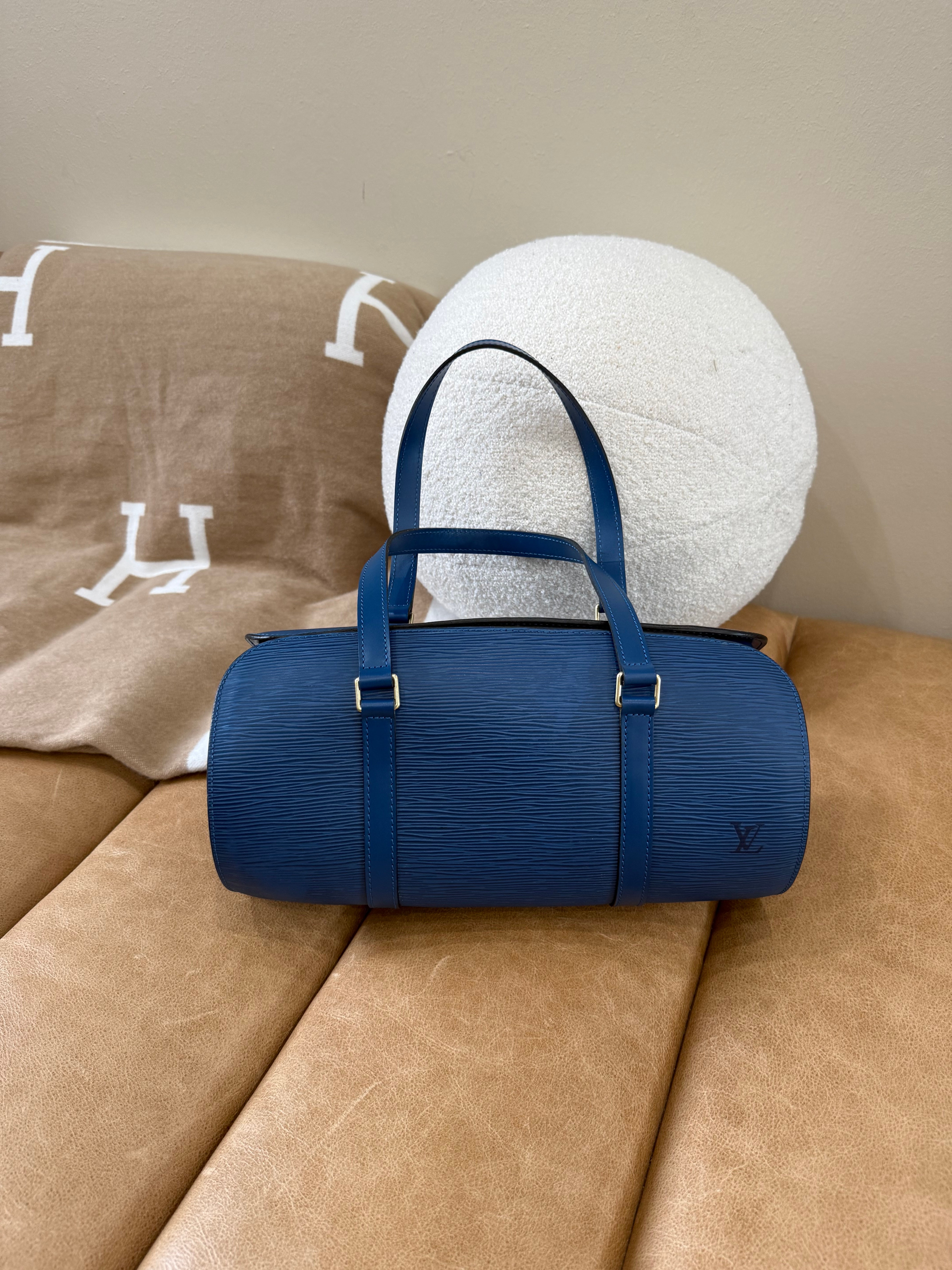 Louis Vuitton Blue Epi Soufflet Shoulder Bag