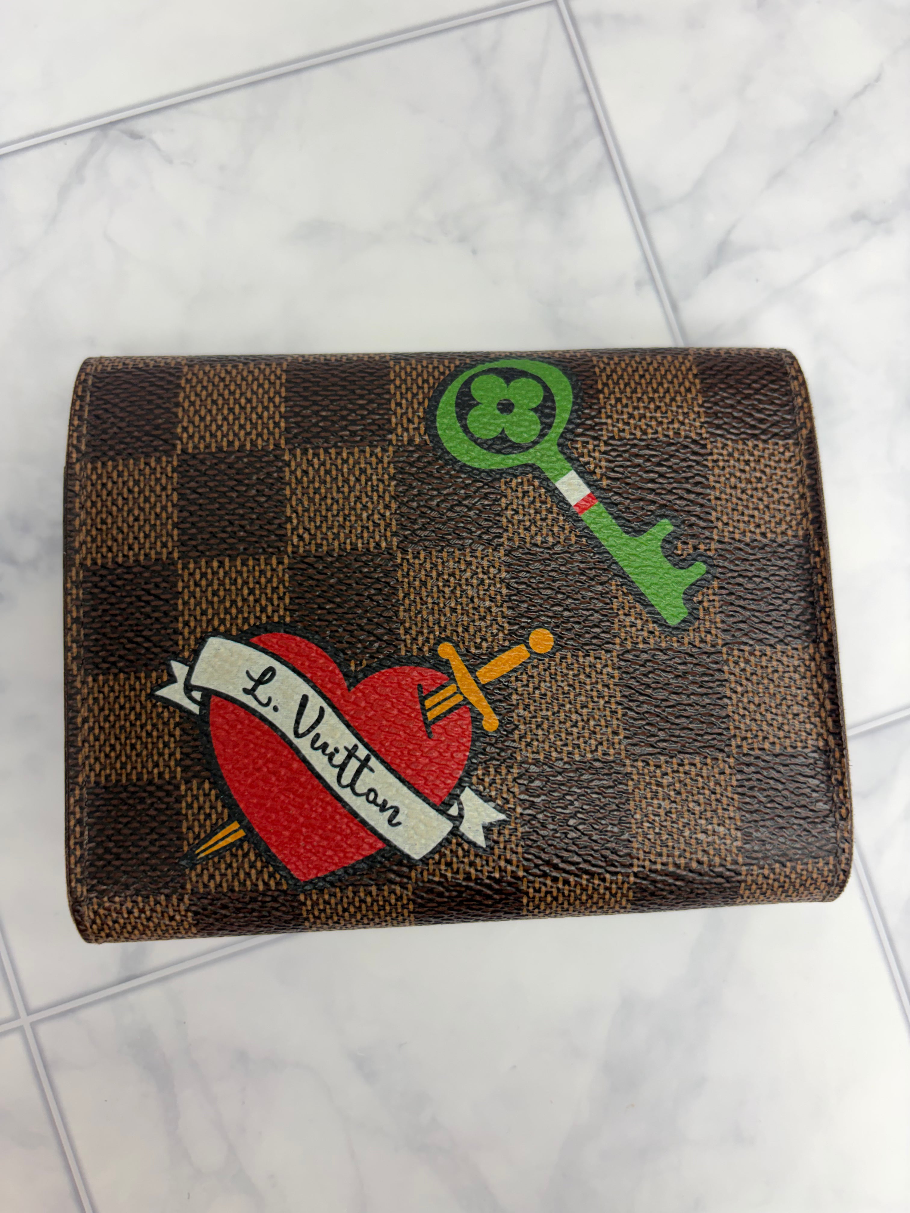 Louis Vuitton Damier Ebene Stories Patches Victorine Wallet