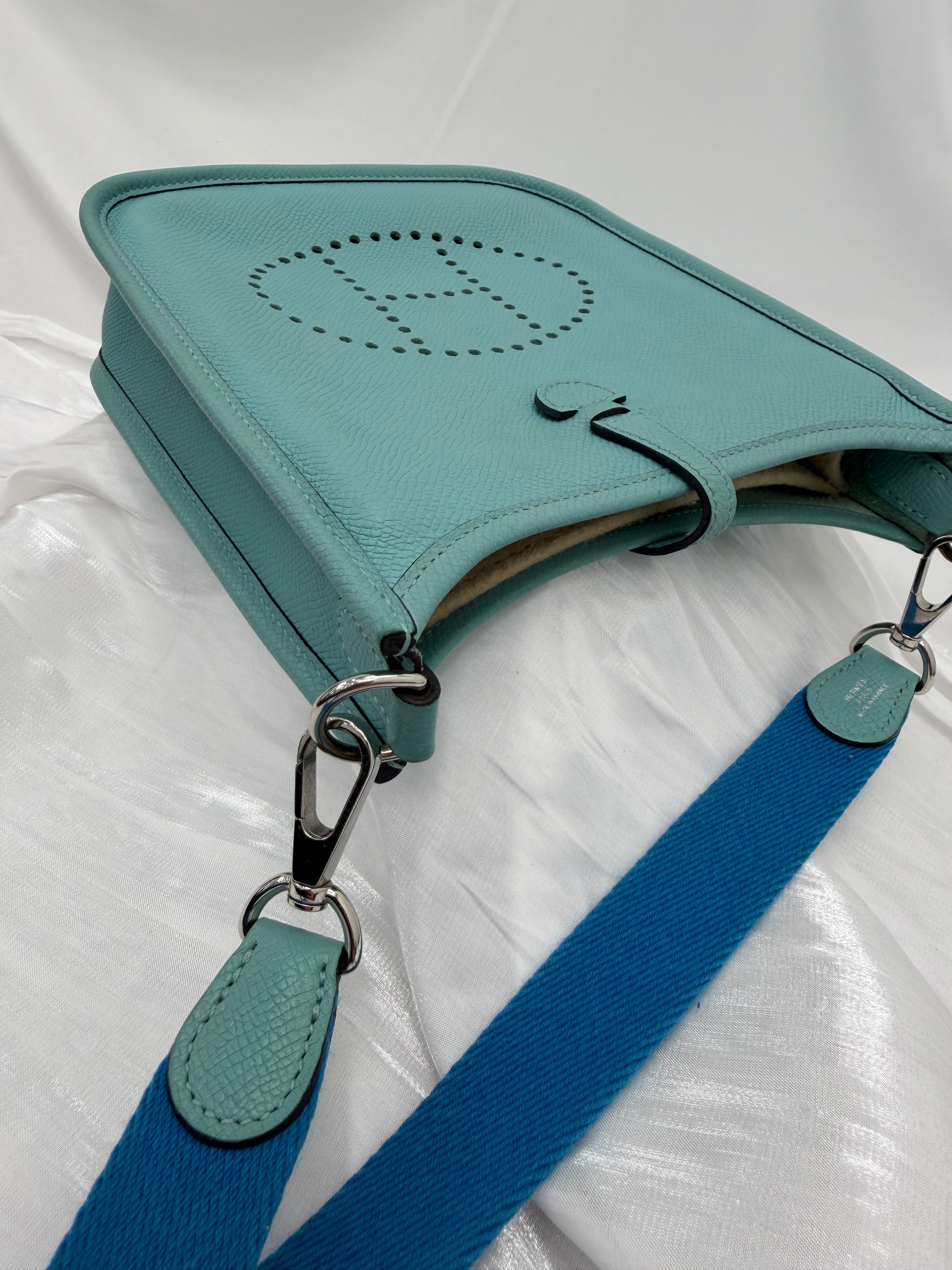 Hermes Blue & Mint Epsom Evelyn TPM