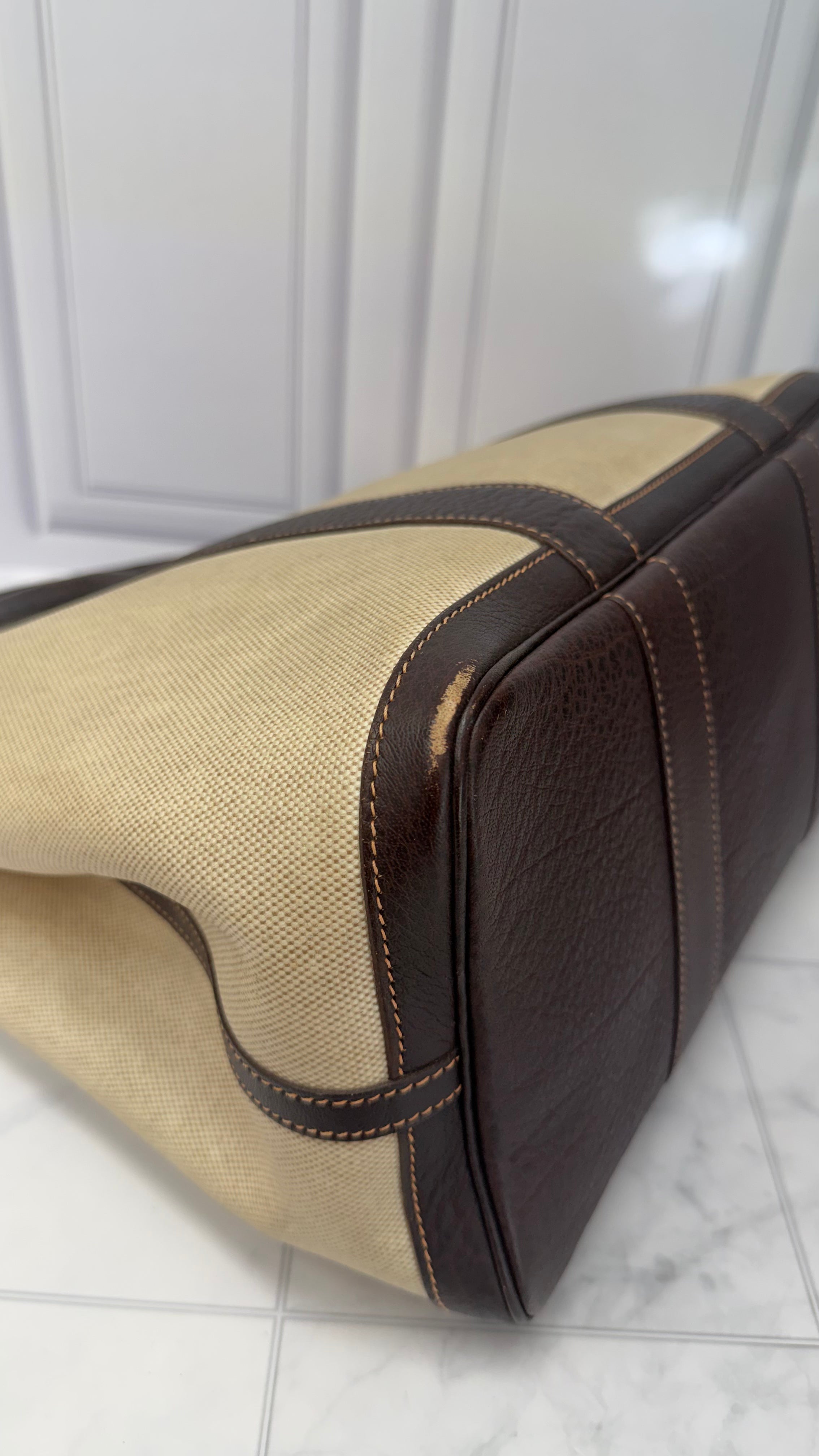 *DONS DROP* Hermes Beige & Brown Toile Canvas Garden Party 36 Tote Bag