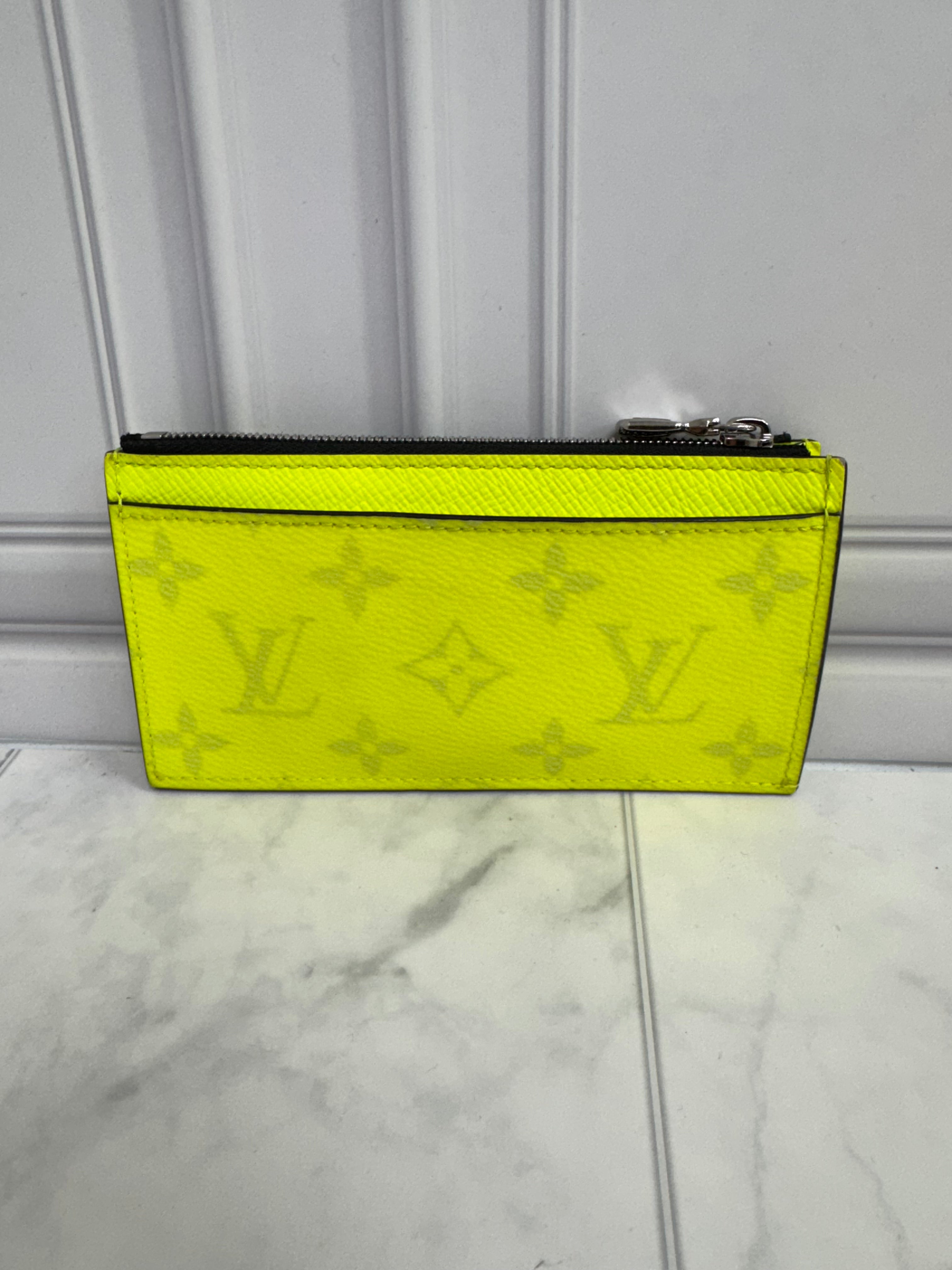 Louis Vuitton Neon Yellow Monogram Taigarama Coin Card Holder