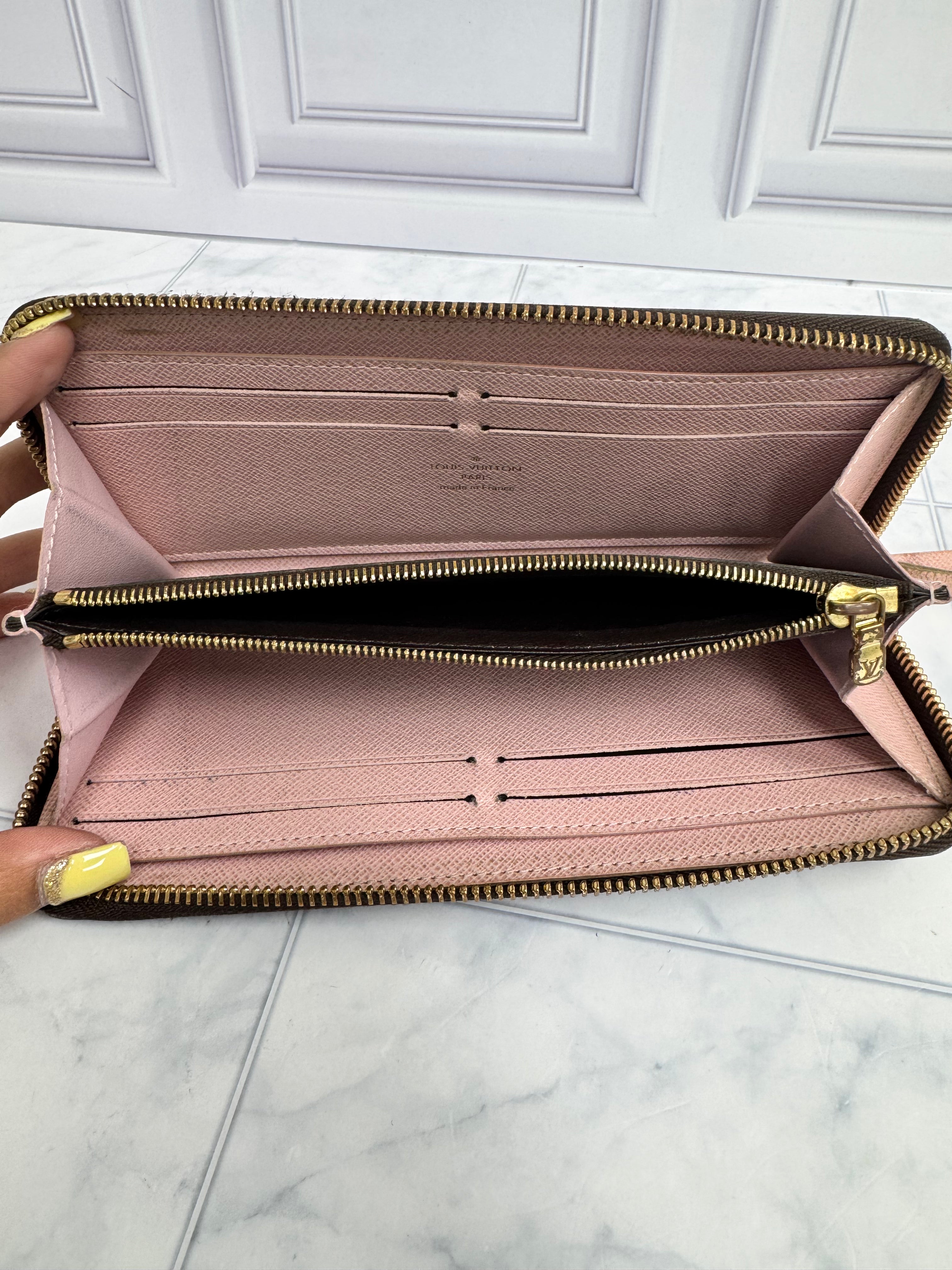 Louis Vuitton Monogram And Pink Clemence Zippy Wallet