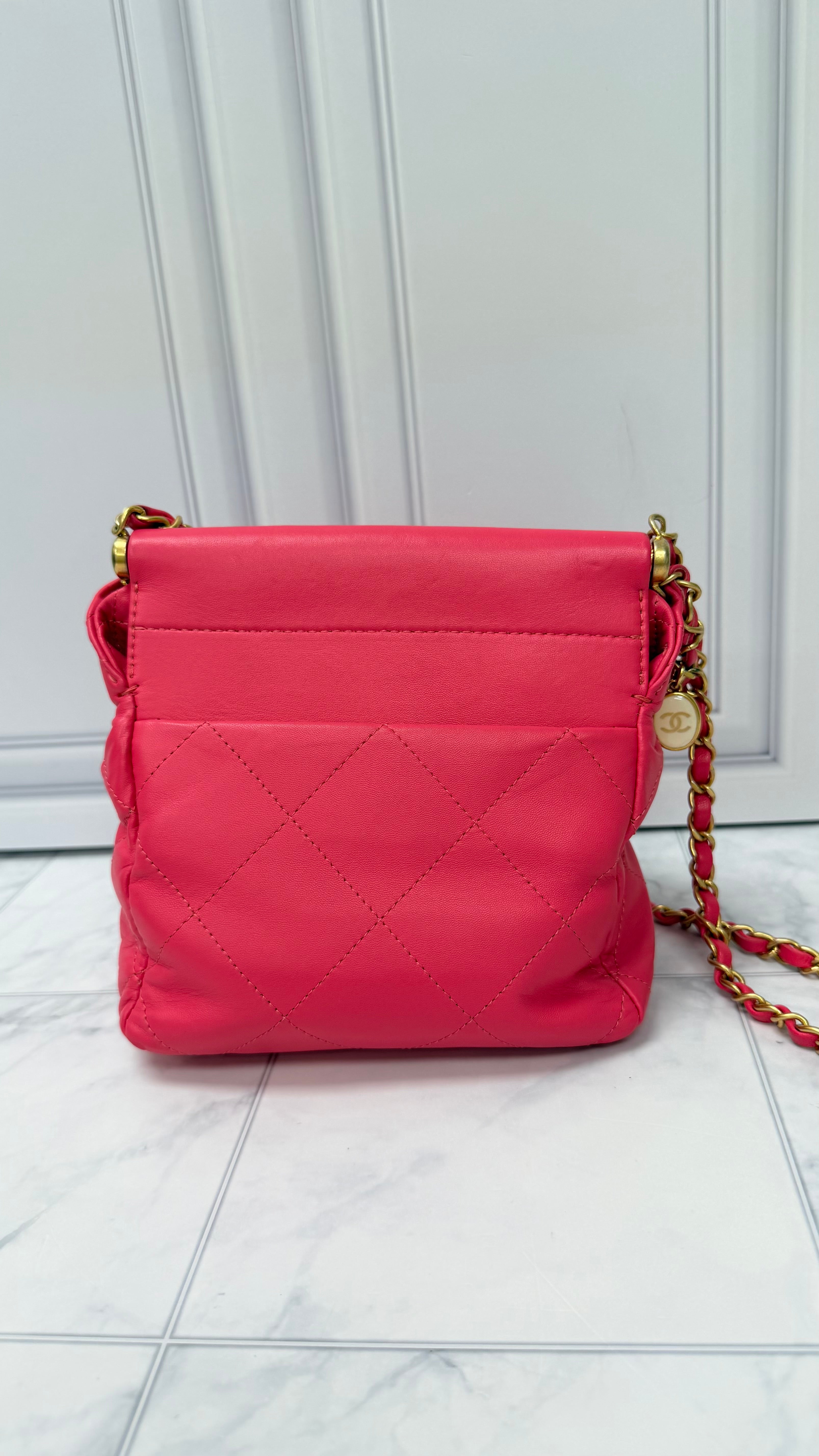 Chanel Pink Resin Charms Small Bucket Bag