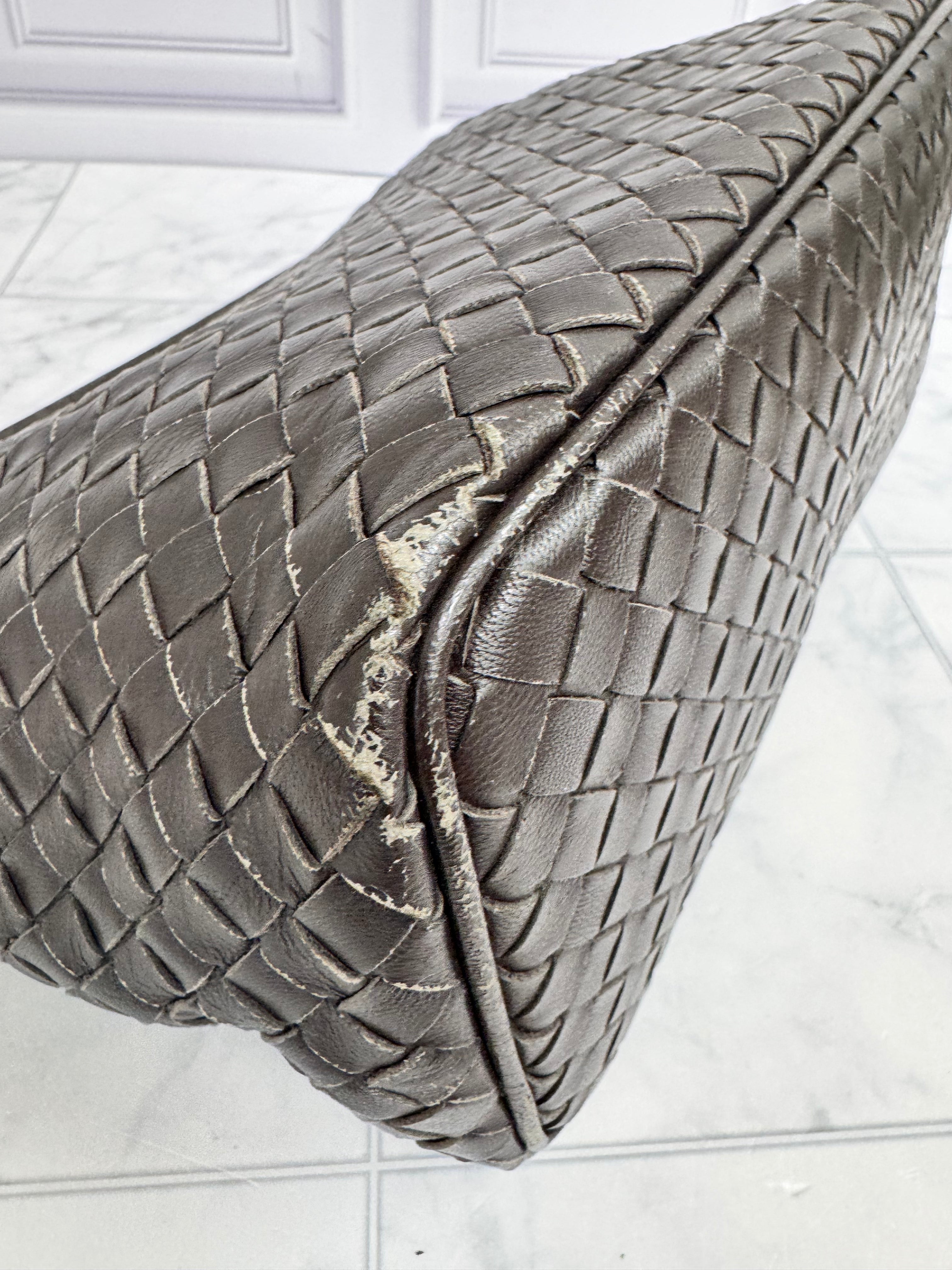 Bottega Veneta Dark Brown Intrecciato Leather Shoulder Bag