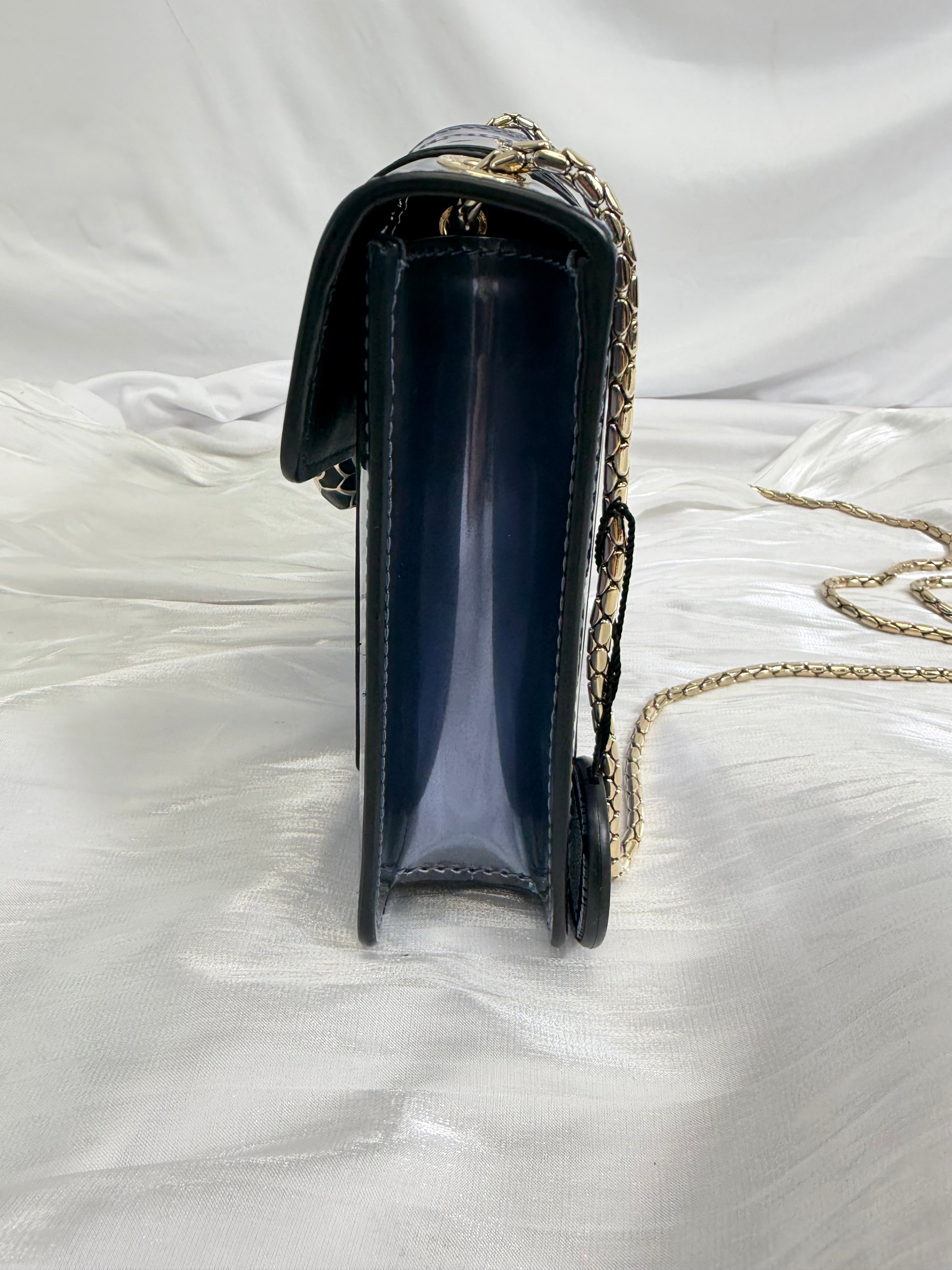 Bvlgari Blue Metallic Blue Calfskin Serpenti Forever Shoulder Bag