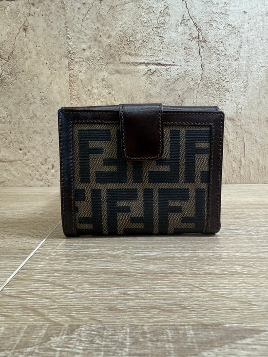 Fendi Brown Zucca Canvas & Leather Compact Wallet