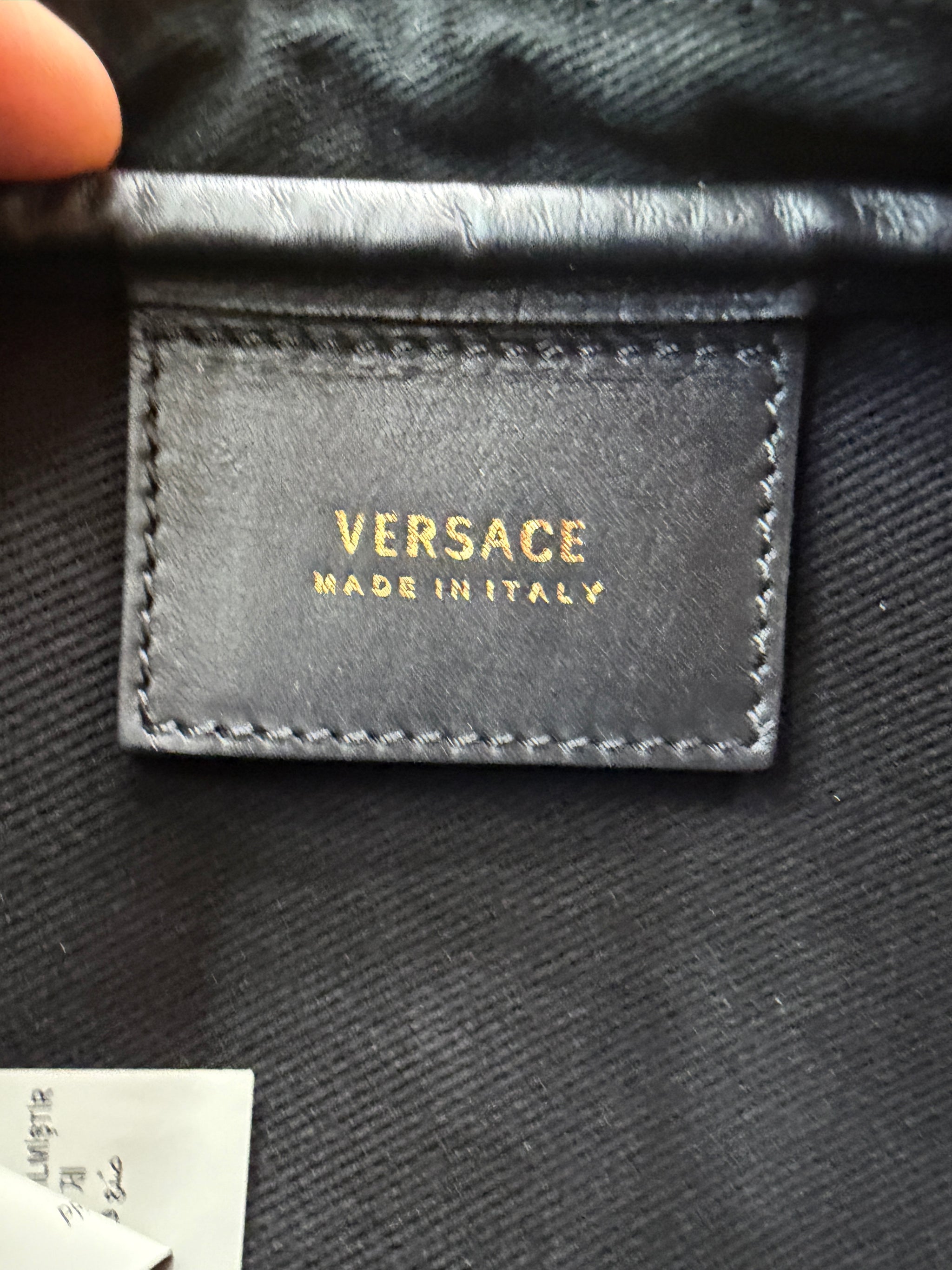 Versace Black And Multi Color Leather Belt Bag