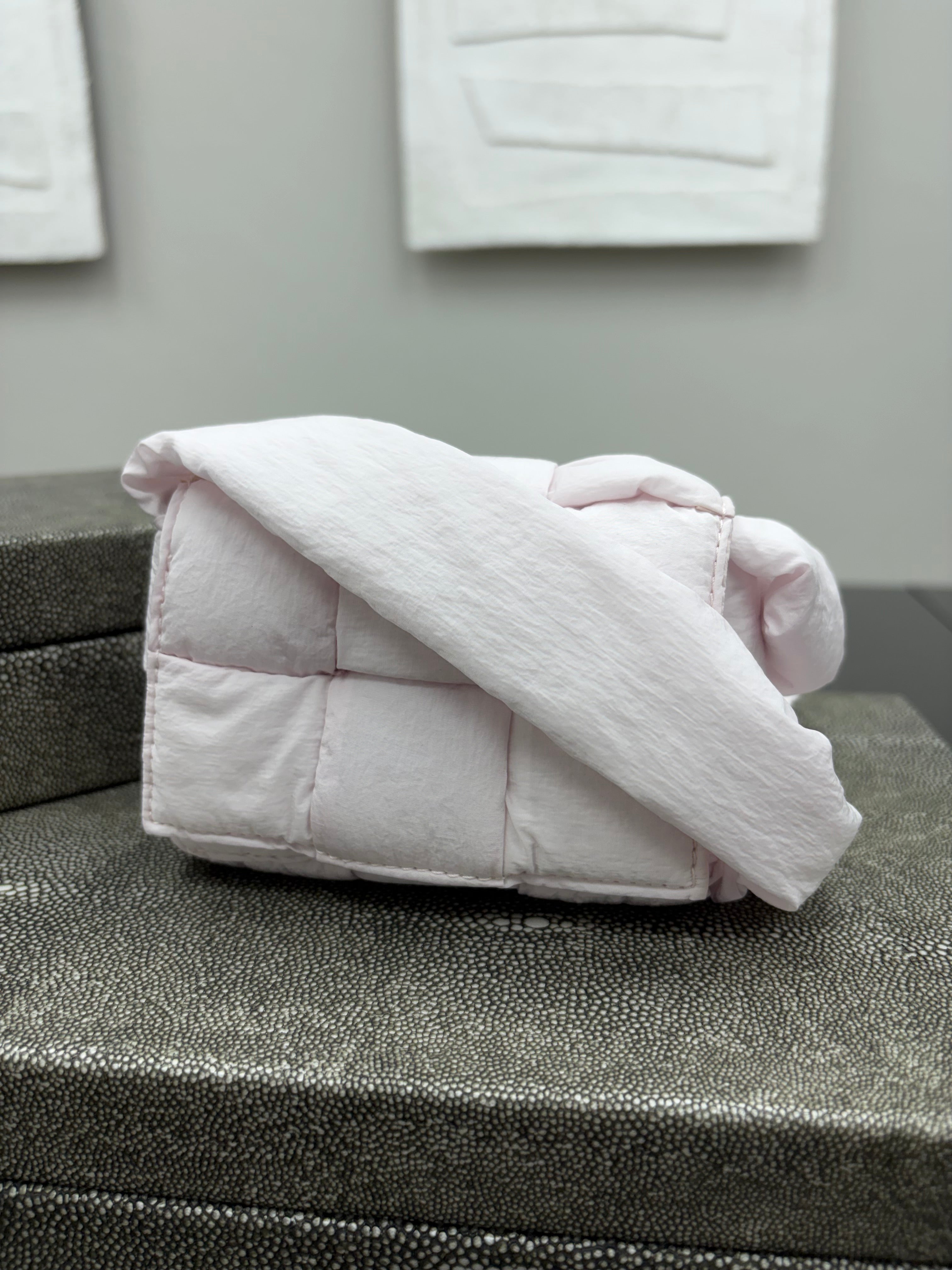 Bottega Veneta Pink Padded Nylon Intrecciato Cassette Bag