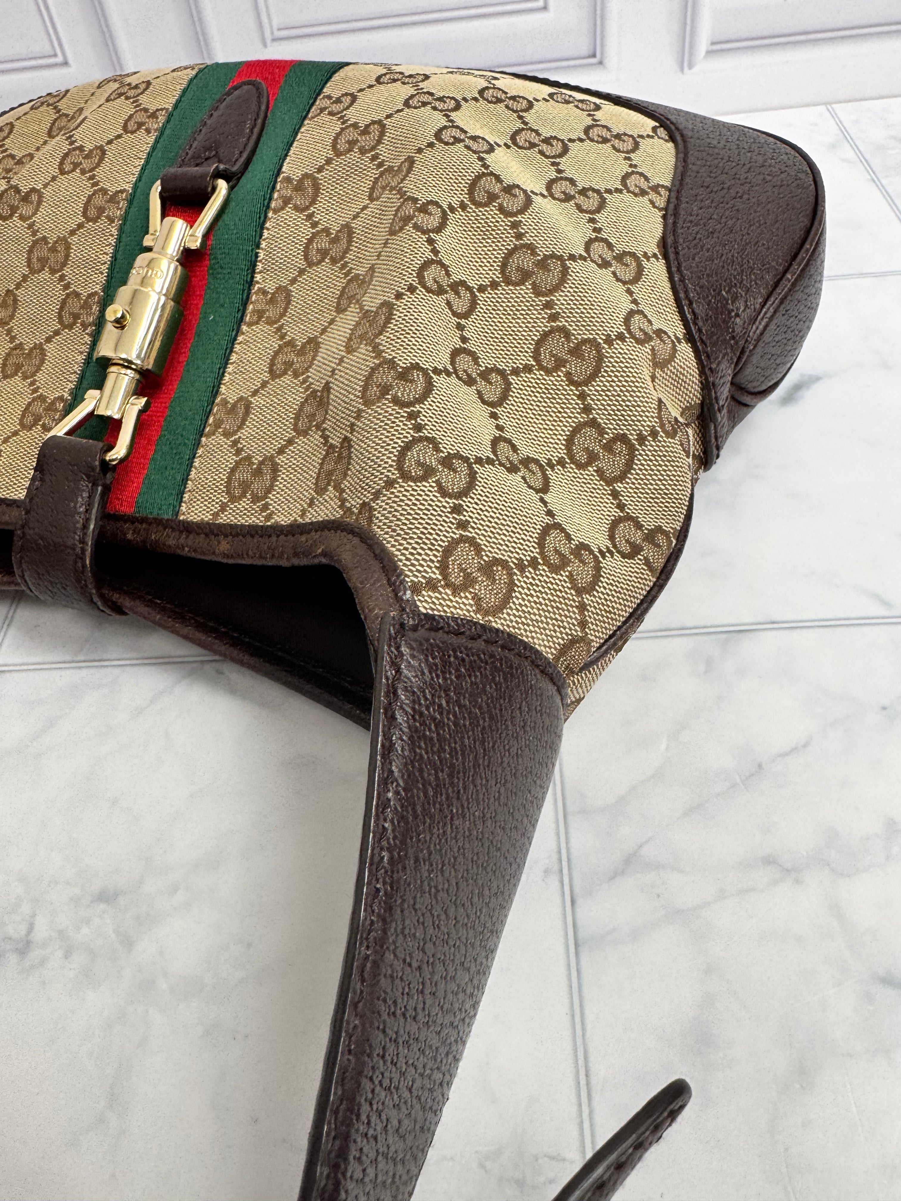 *DONS DROP* Gucci Brown GG Web Canvas Jackie Shoulder Bag