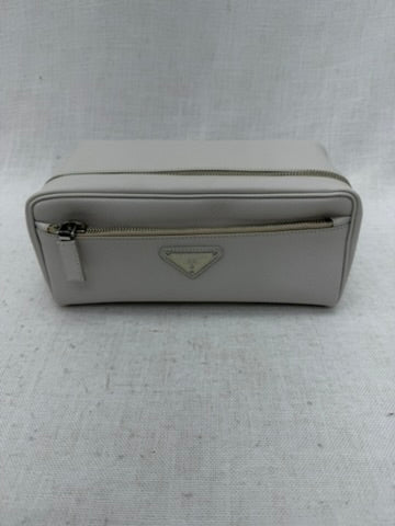 Prada Off-White Saffiano Leather Travel Pouch