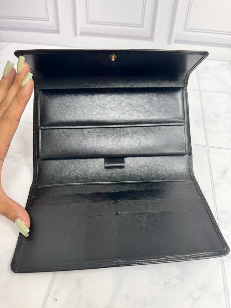 Louis Vuitton Black Epi Porte Tresor Trifold Long Wallet