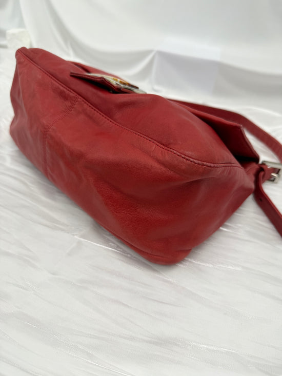 Fendi Red Leather Mama Baguette Handbag