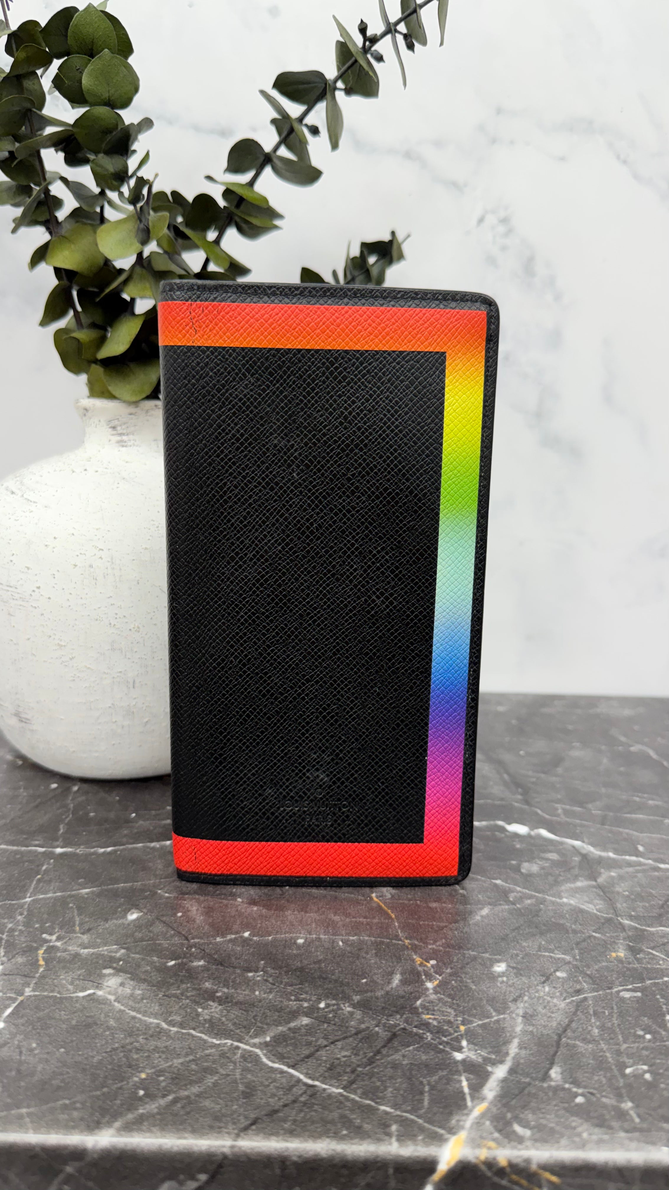 Louis Vuitton Black Taiga Leather Rainbow Brazza