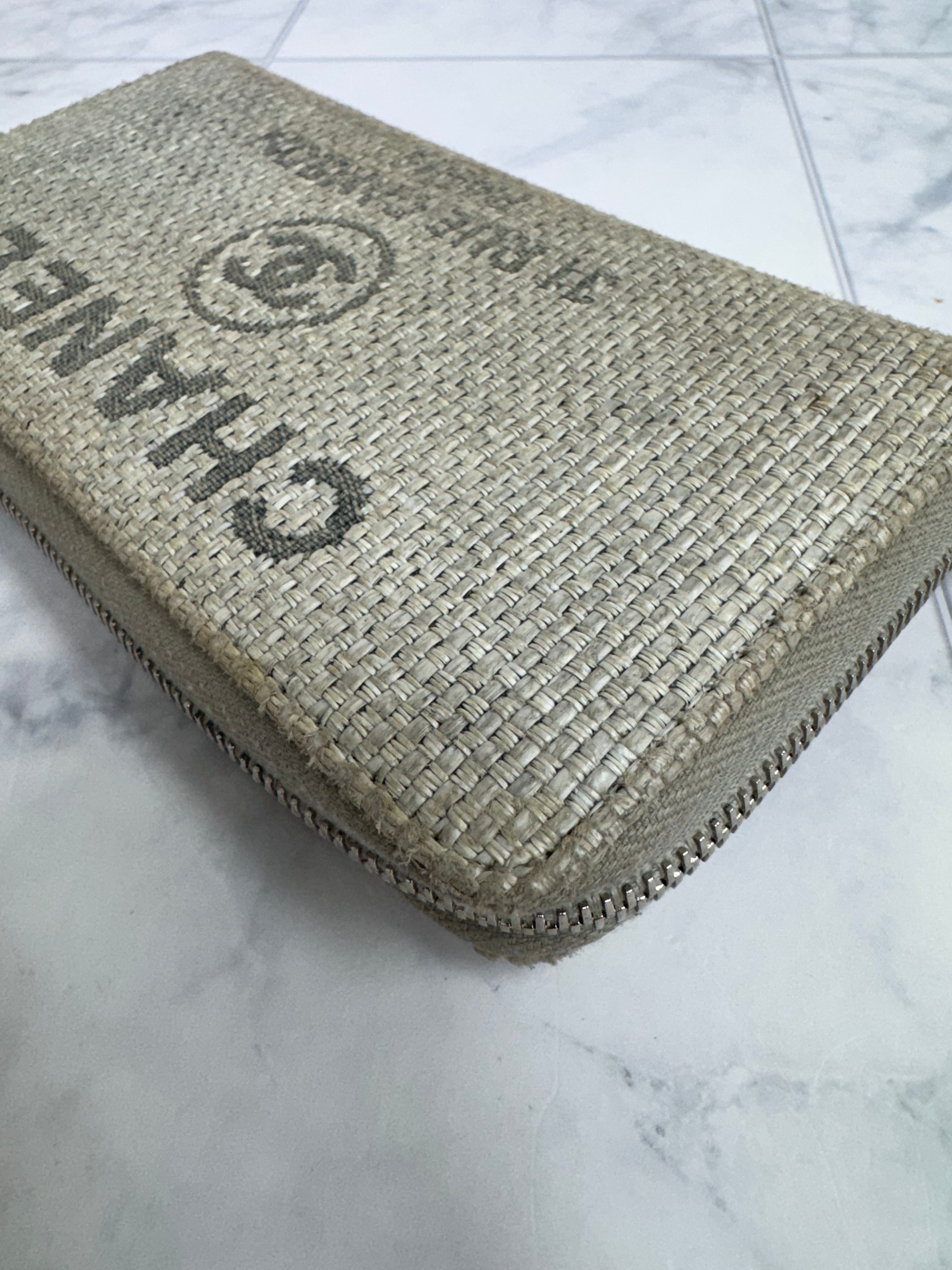 Chanel Grey Tweed Deauville Zippy Wallet