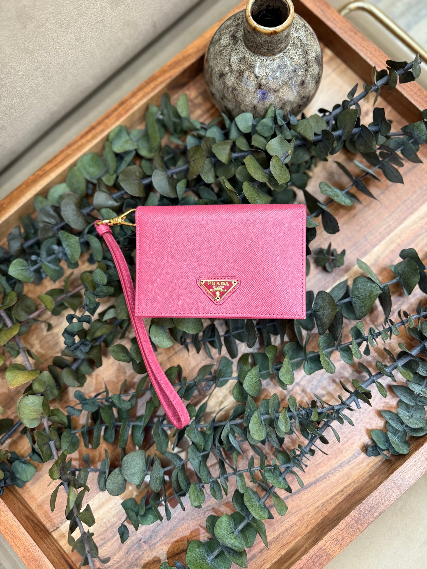 Prada Pink Saffiano Leather Card Case