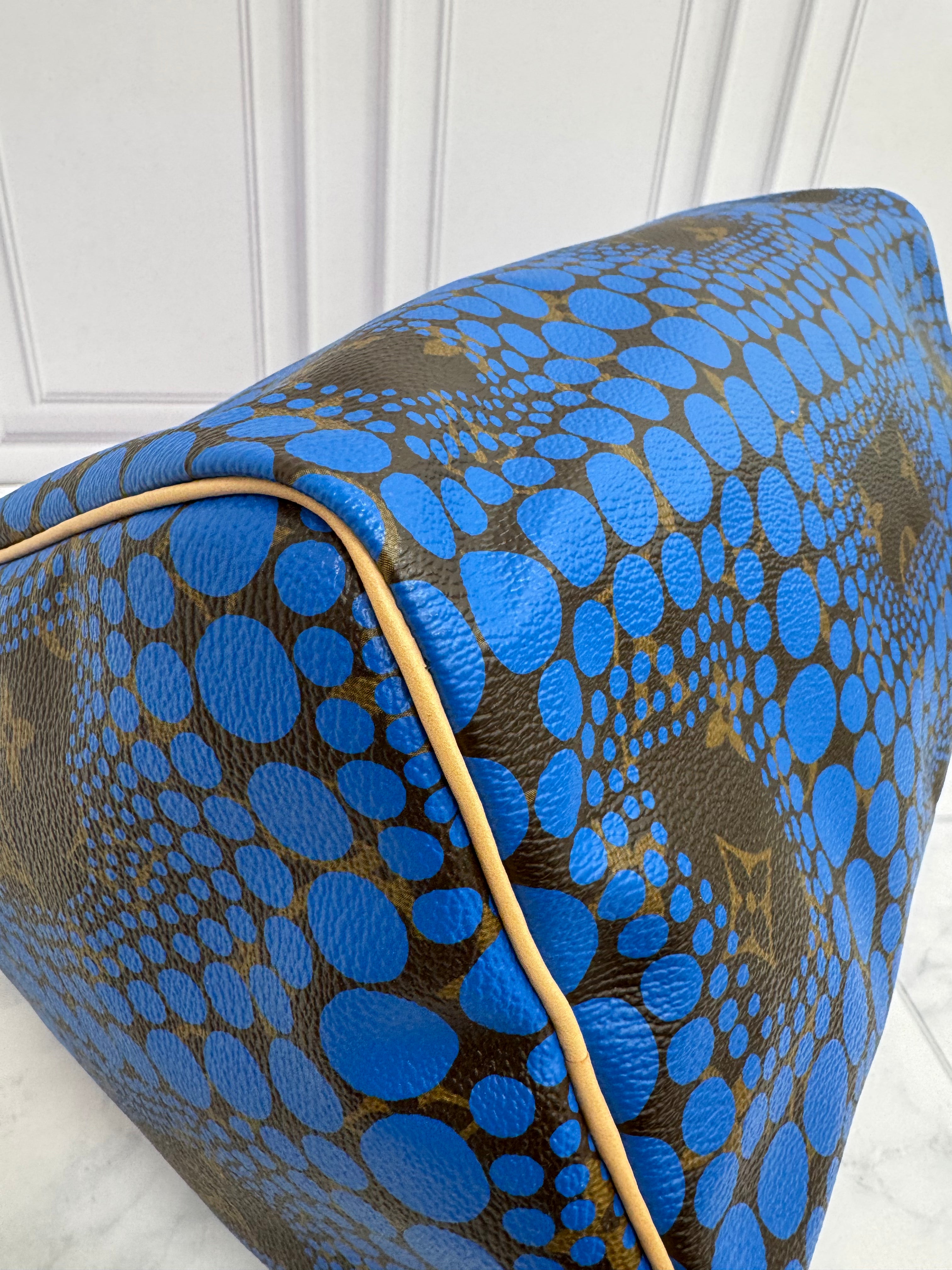 LIKE NEW - Louis Vuitton x Yayoi Kusama Blue Monogram Town Limited Edition Speedy 30
