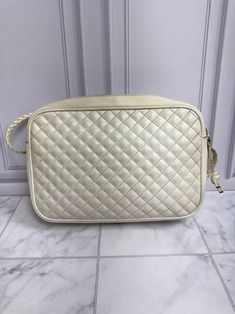 Gucci White Diamond Quilted Sherry Line Crossbody Bag