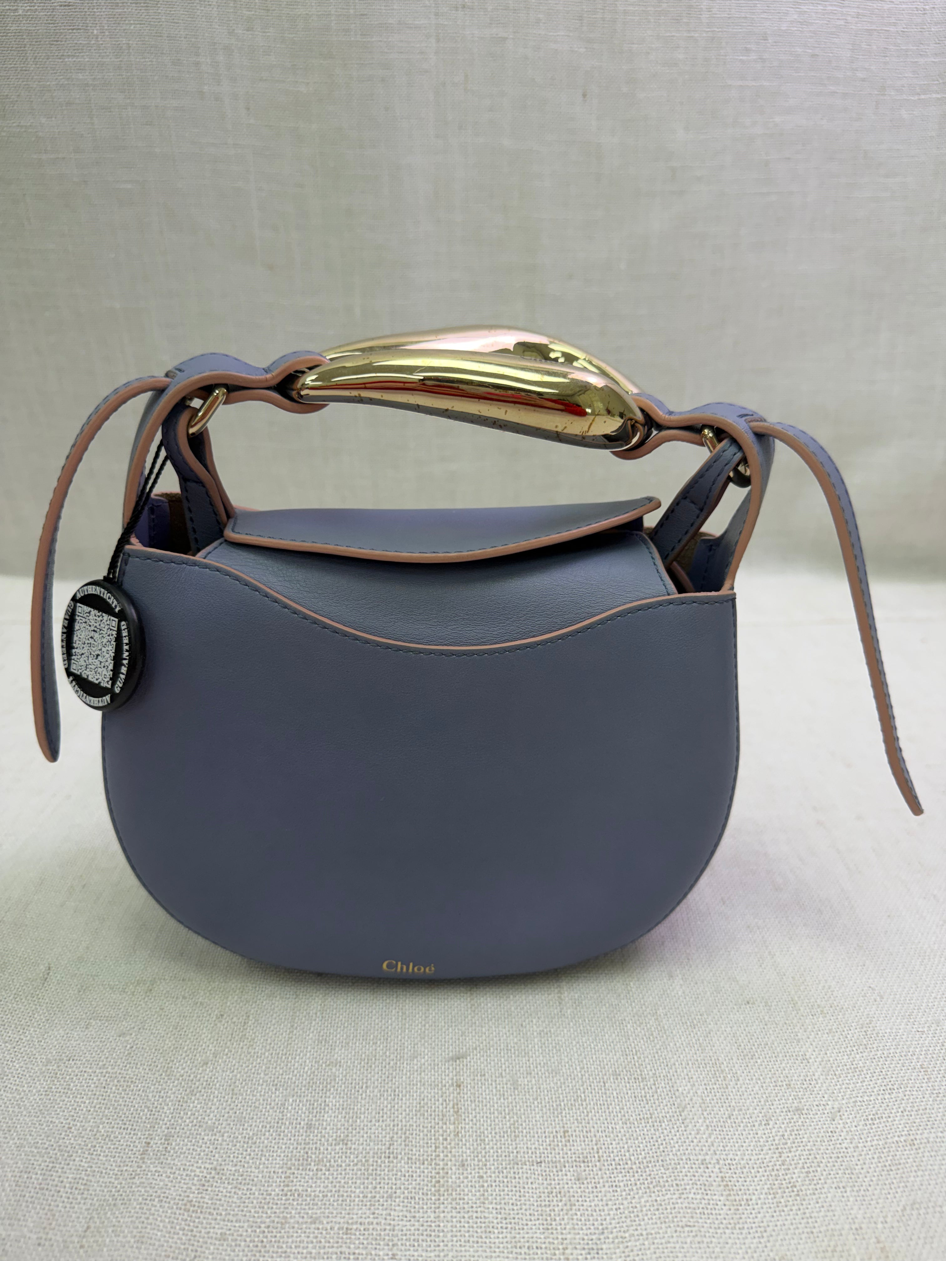 Chloe Blue Leather Small Kiss Bag.