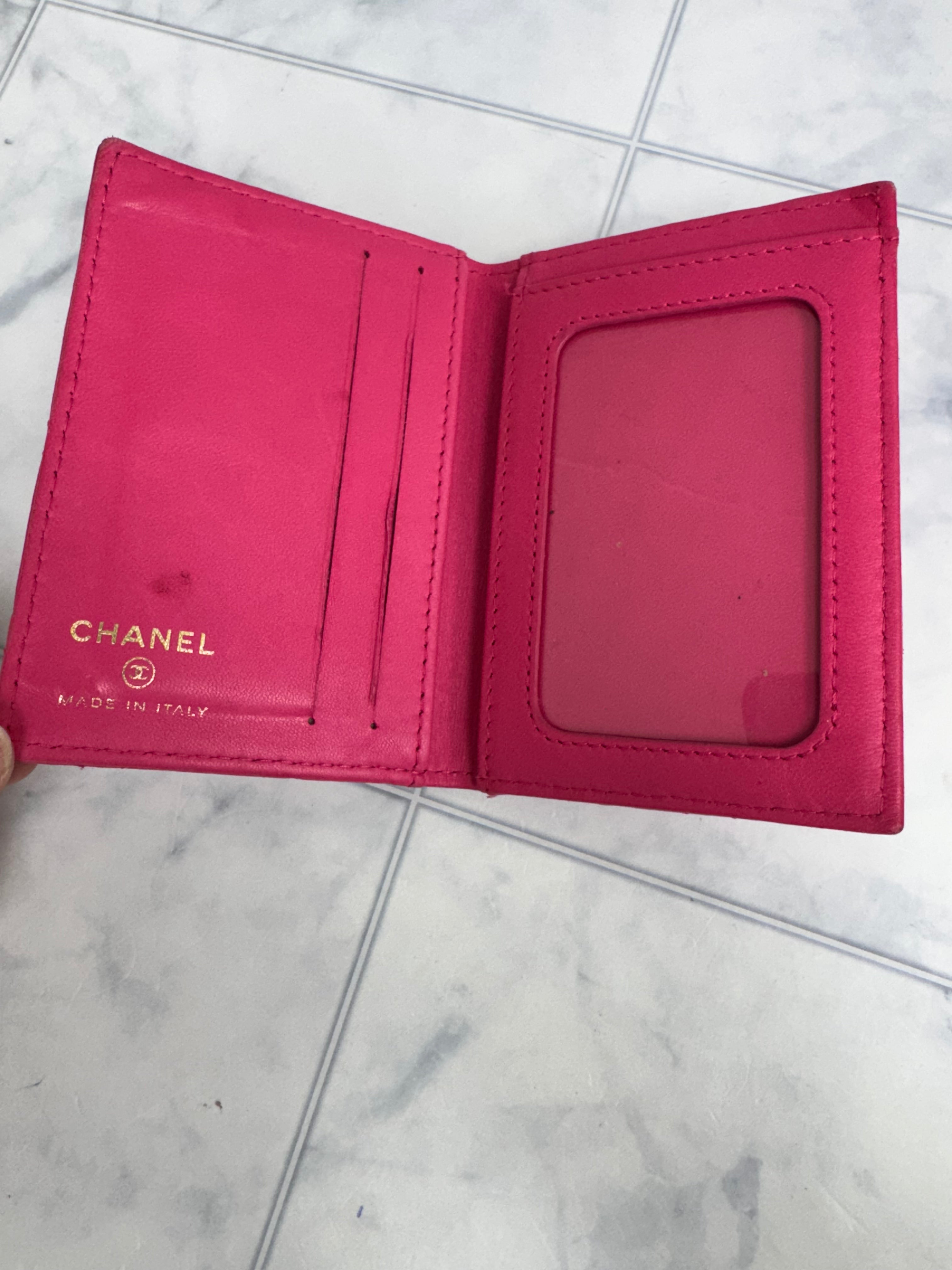 Chanel Pink Diamond Quilted Leather Pocket Organizer
