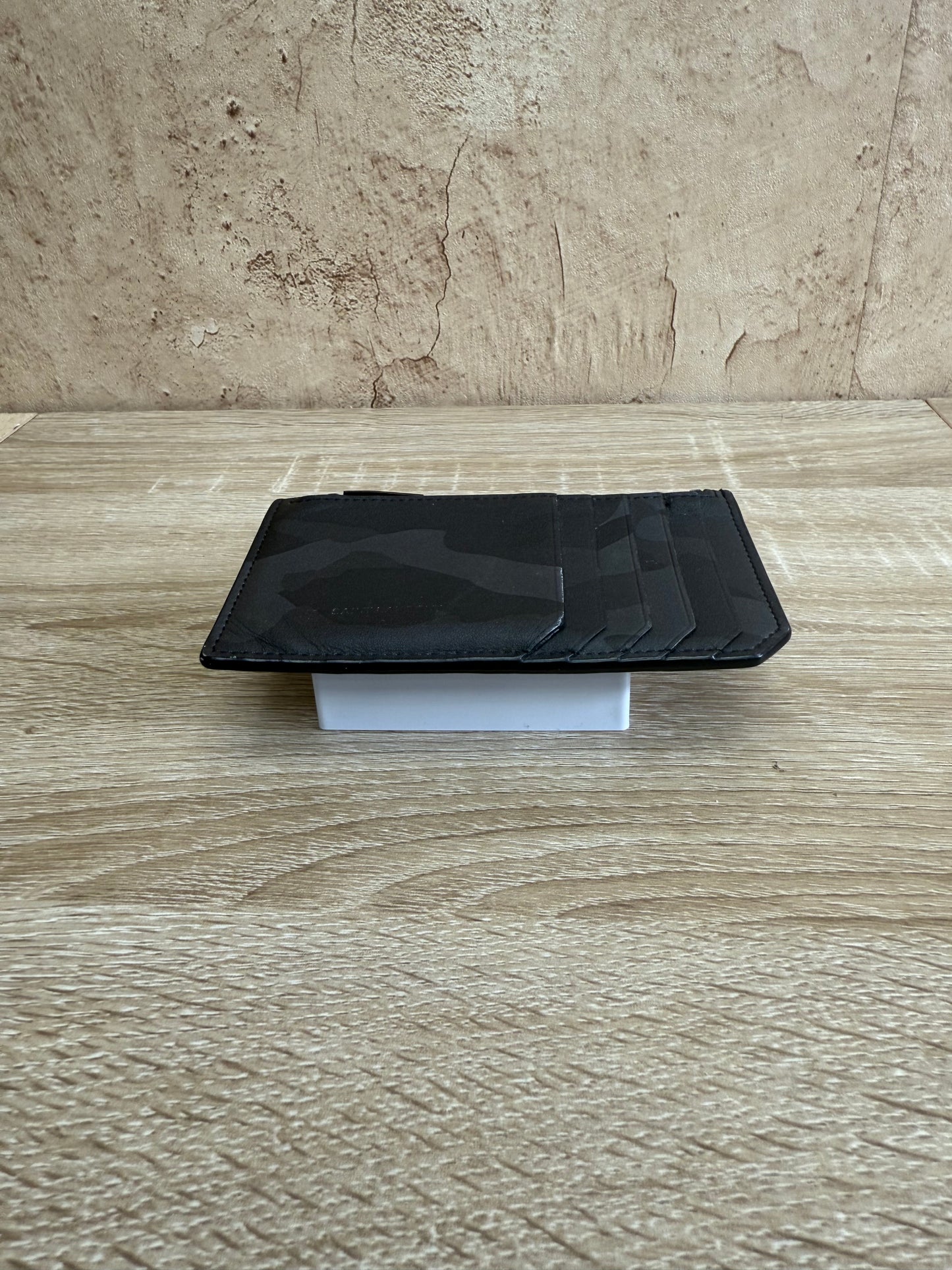Saint Laurent YSL Black & Gray Camouflage Leather Zip Pouch Card Holder