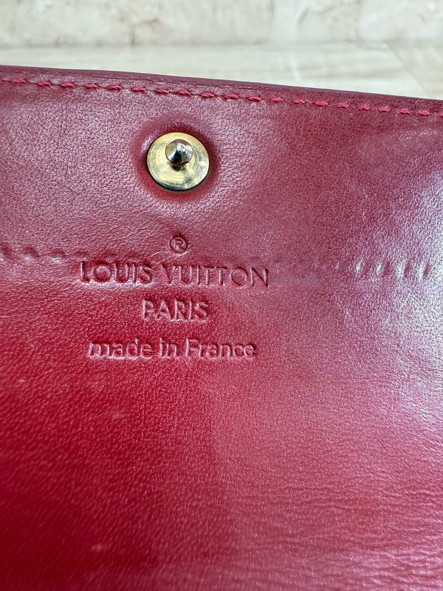 Louis Vuitton Red Vernis Sarah Wallet