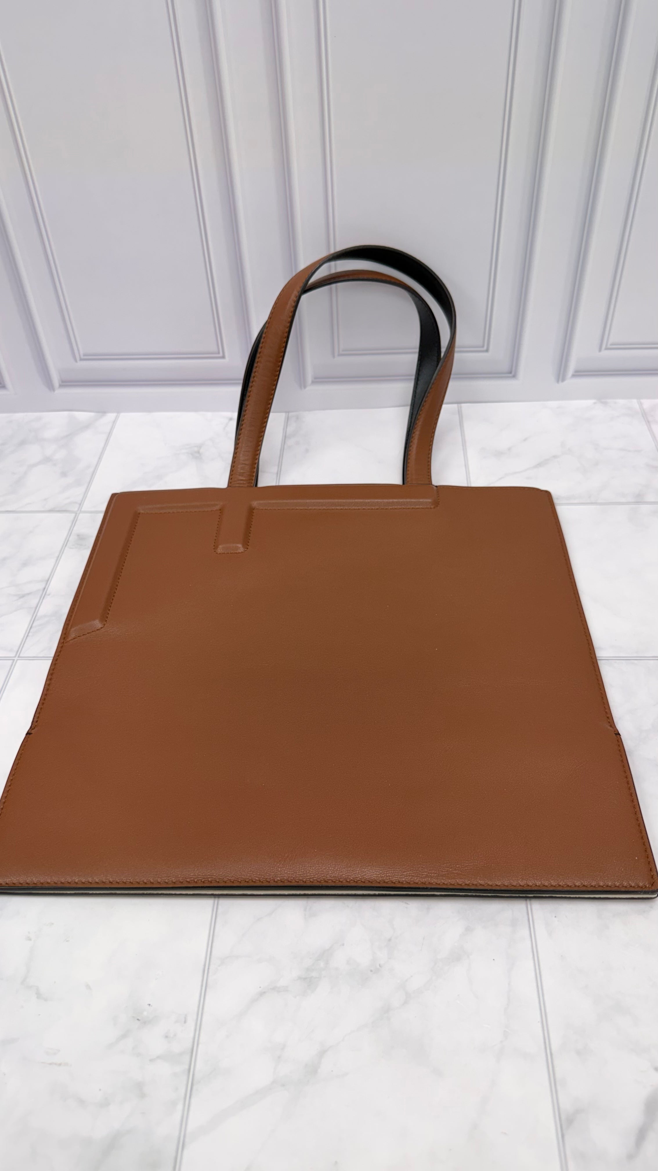 Fendi Brown & Black Leather Flat Tote