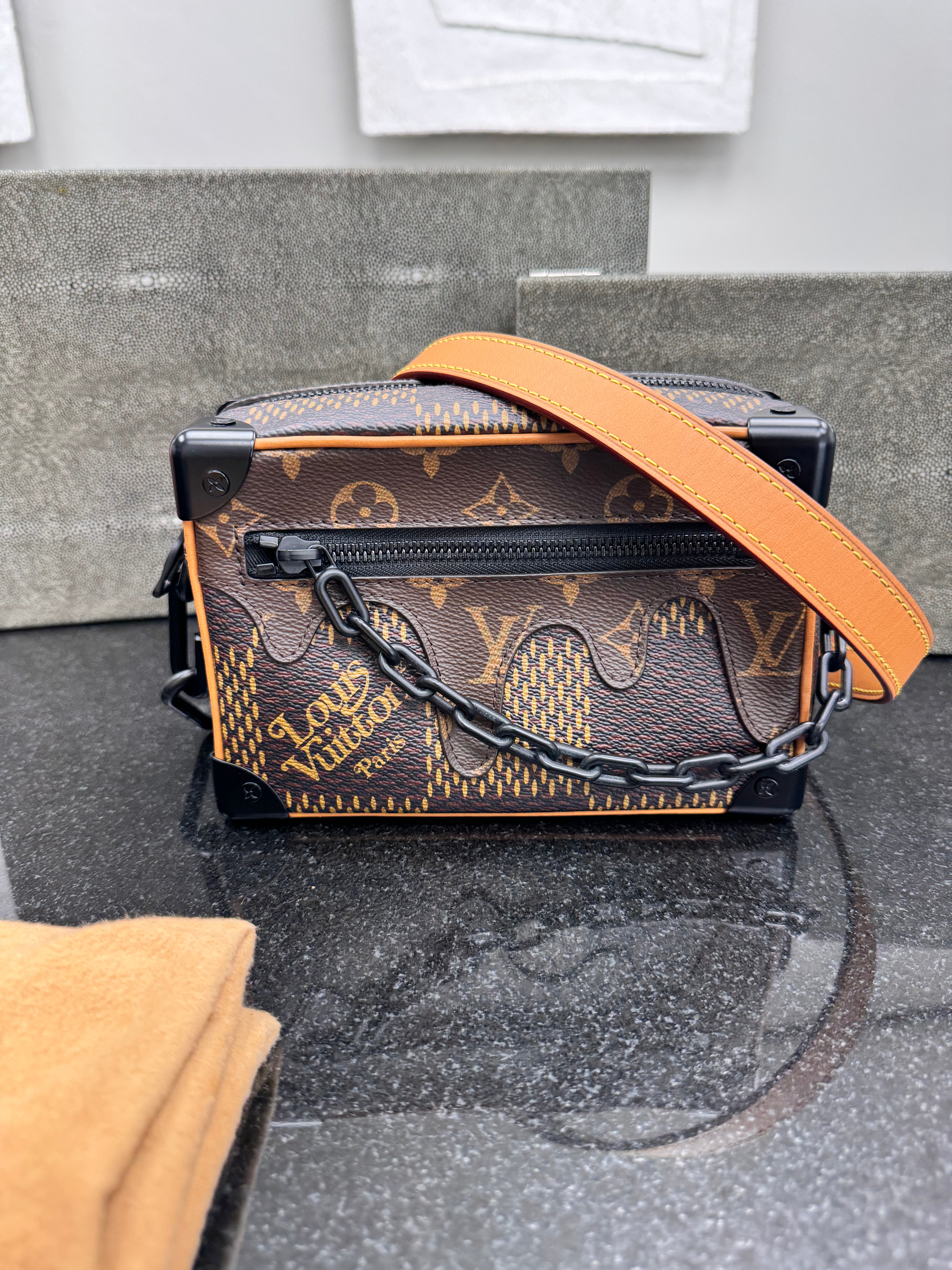 LIKE NEW - Louis Vuitton x Nigo Giant Damier Ebene Monogram Drip Mini Soft Trunk