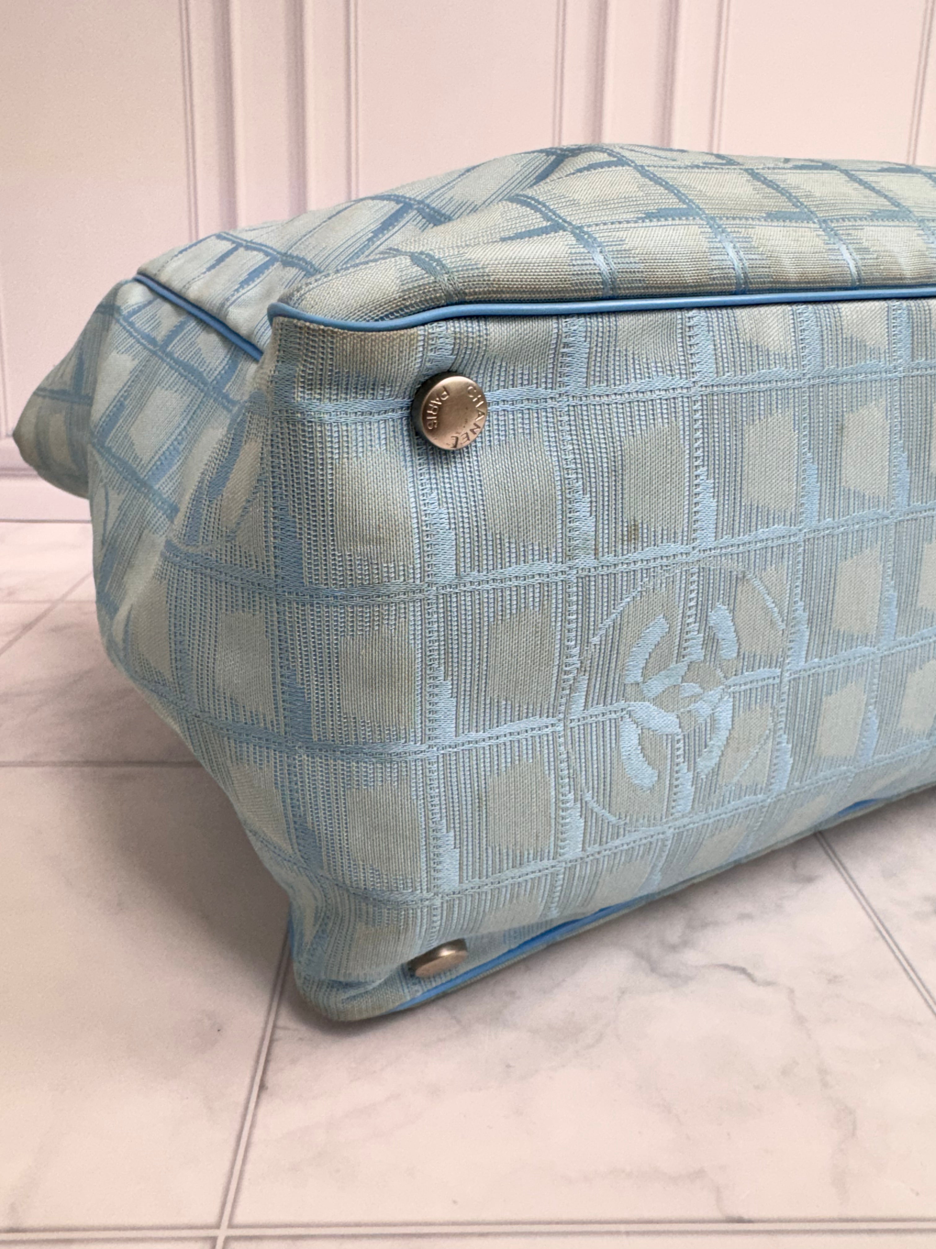 Chanel Blue Nylon Travel Line Tote Bag
