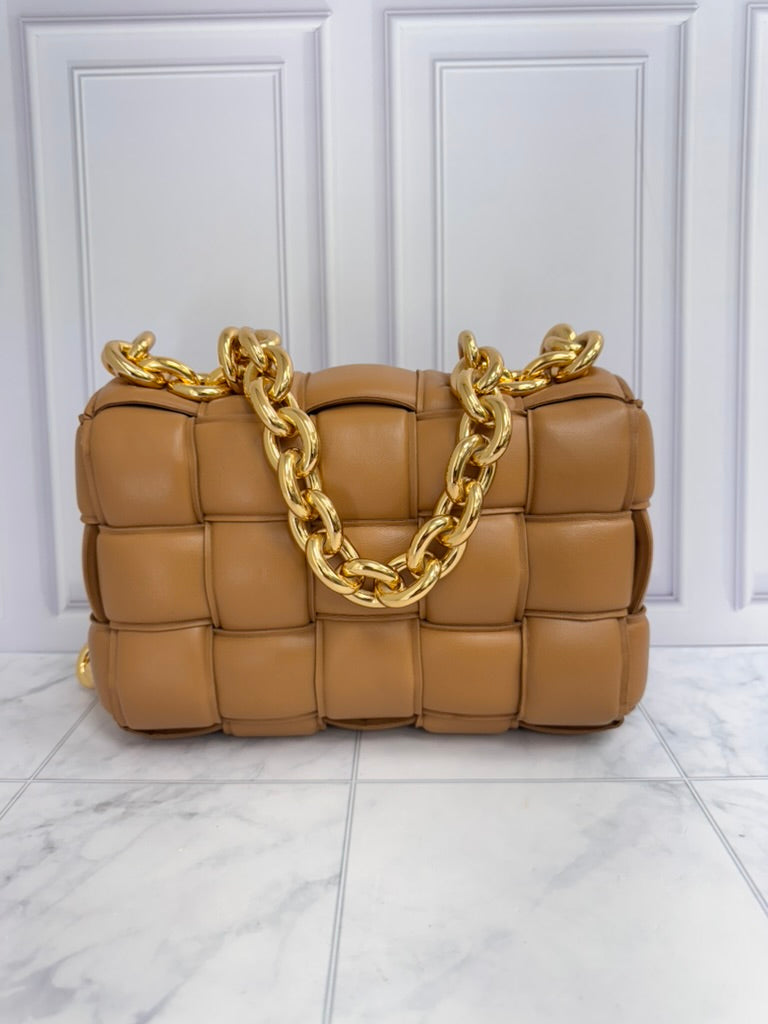 LIKE NEW - Bottega Veneta Brown Maxi Intrecciato Leather Padded Cassette Shoulder Bag