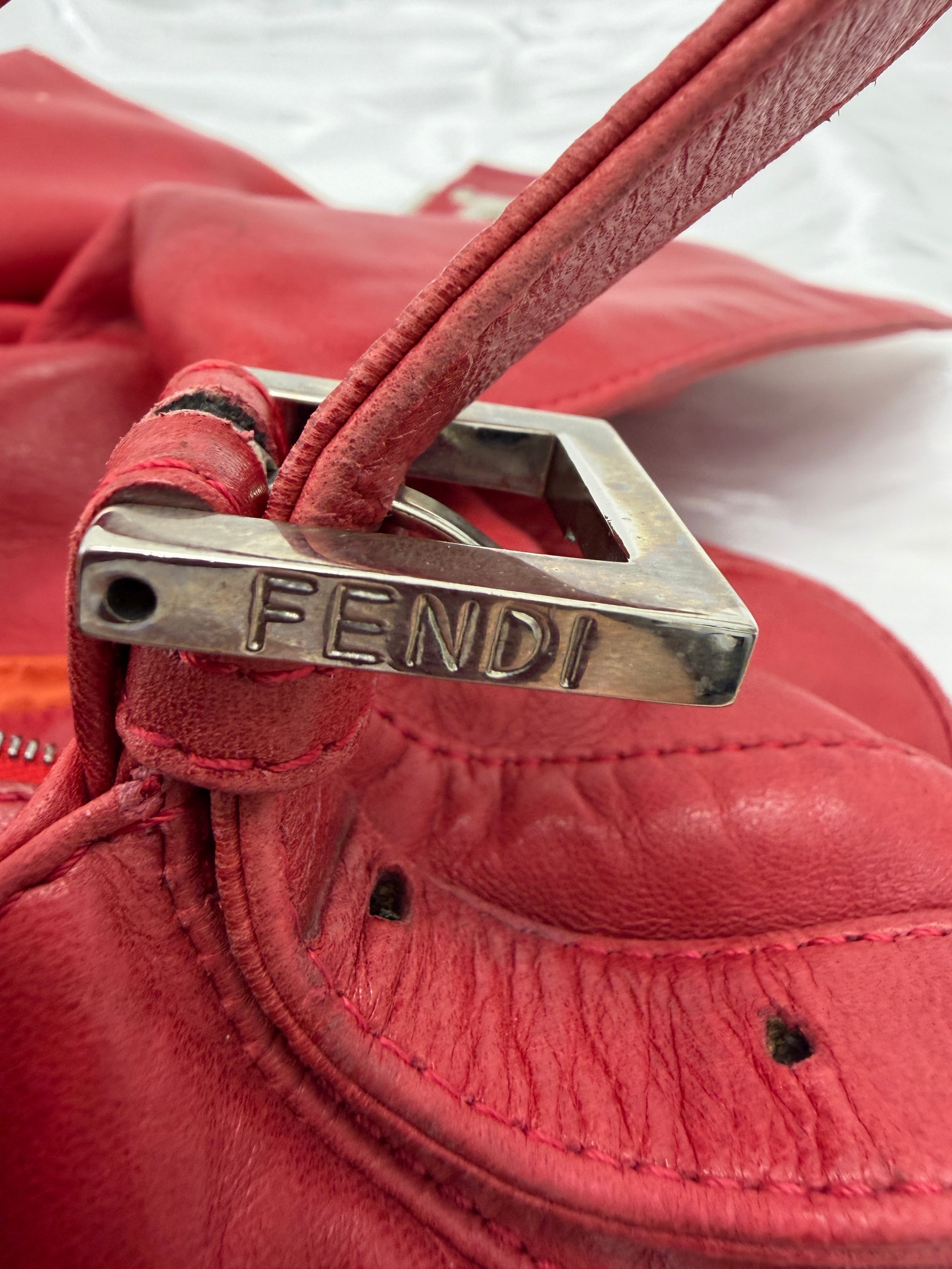 Fendi Red Leather Mama Baguette Handbag