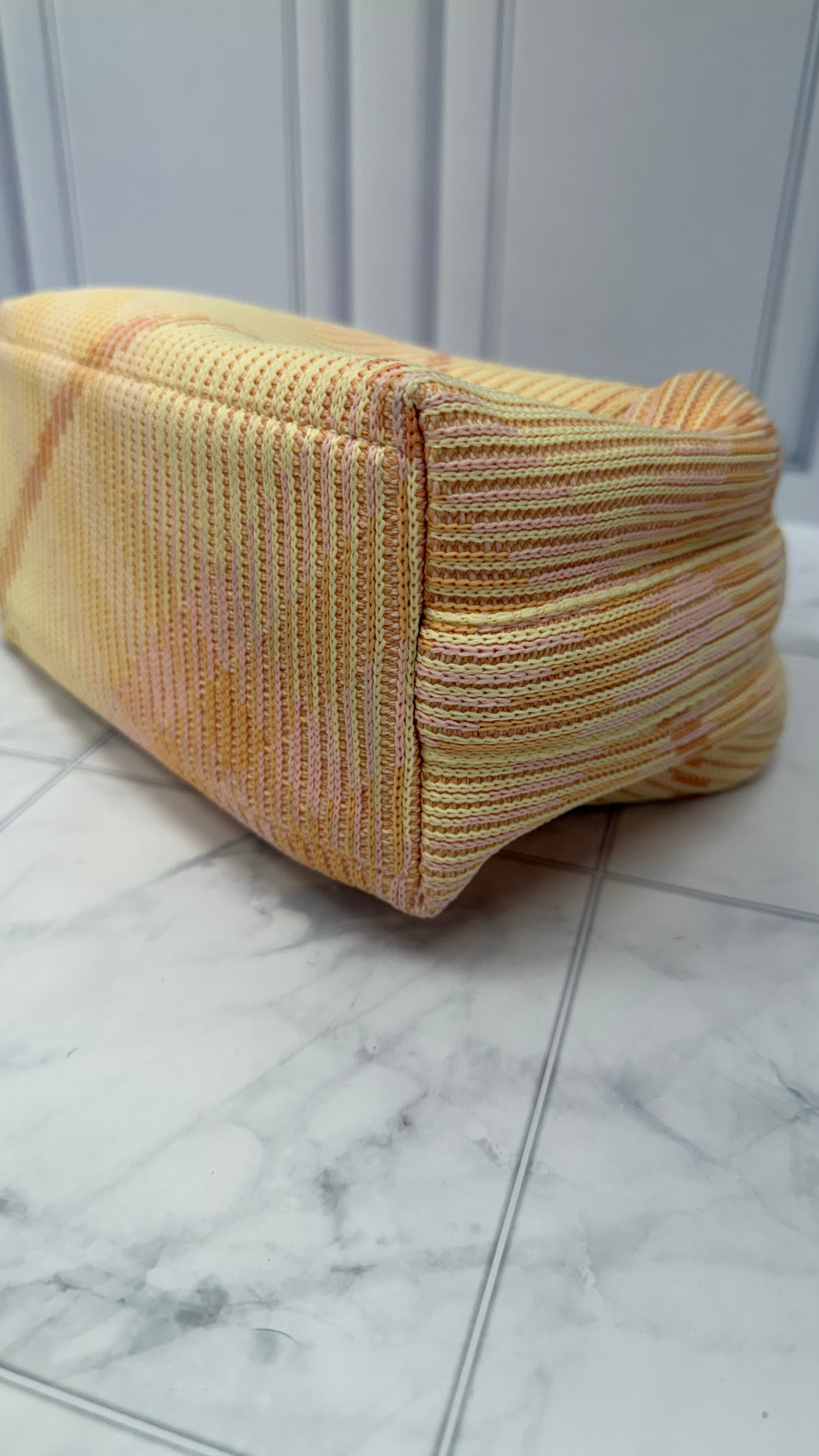 *DONS DROP* LIKE NEW - Burberry Pink Lemonade Knitted Canvas Mini Peg Duffle Bag