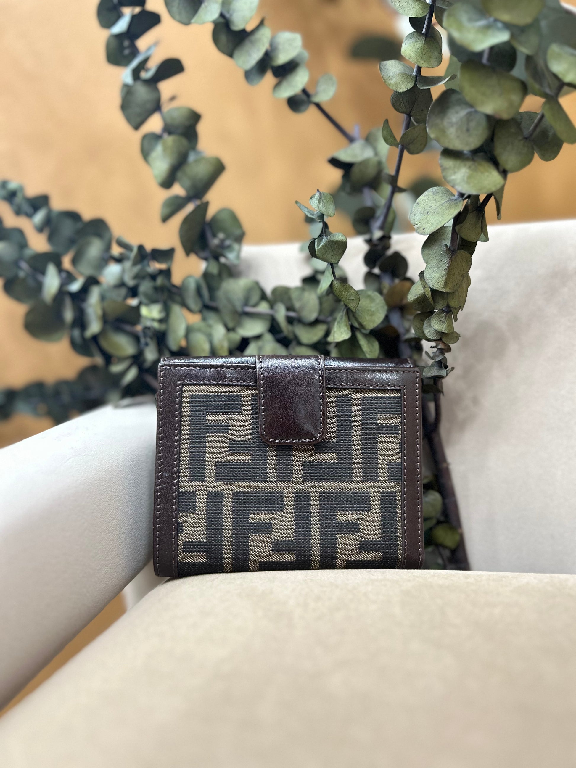Fendi Brown Zucca Canvas & Leather Compact Wallet