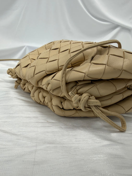 Bottega Veneta Cream Mini Intrecciato Leather Pouch Clutch