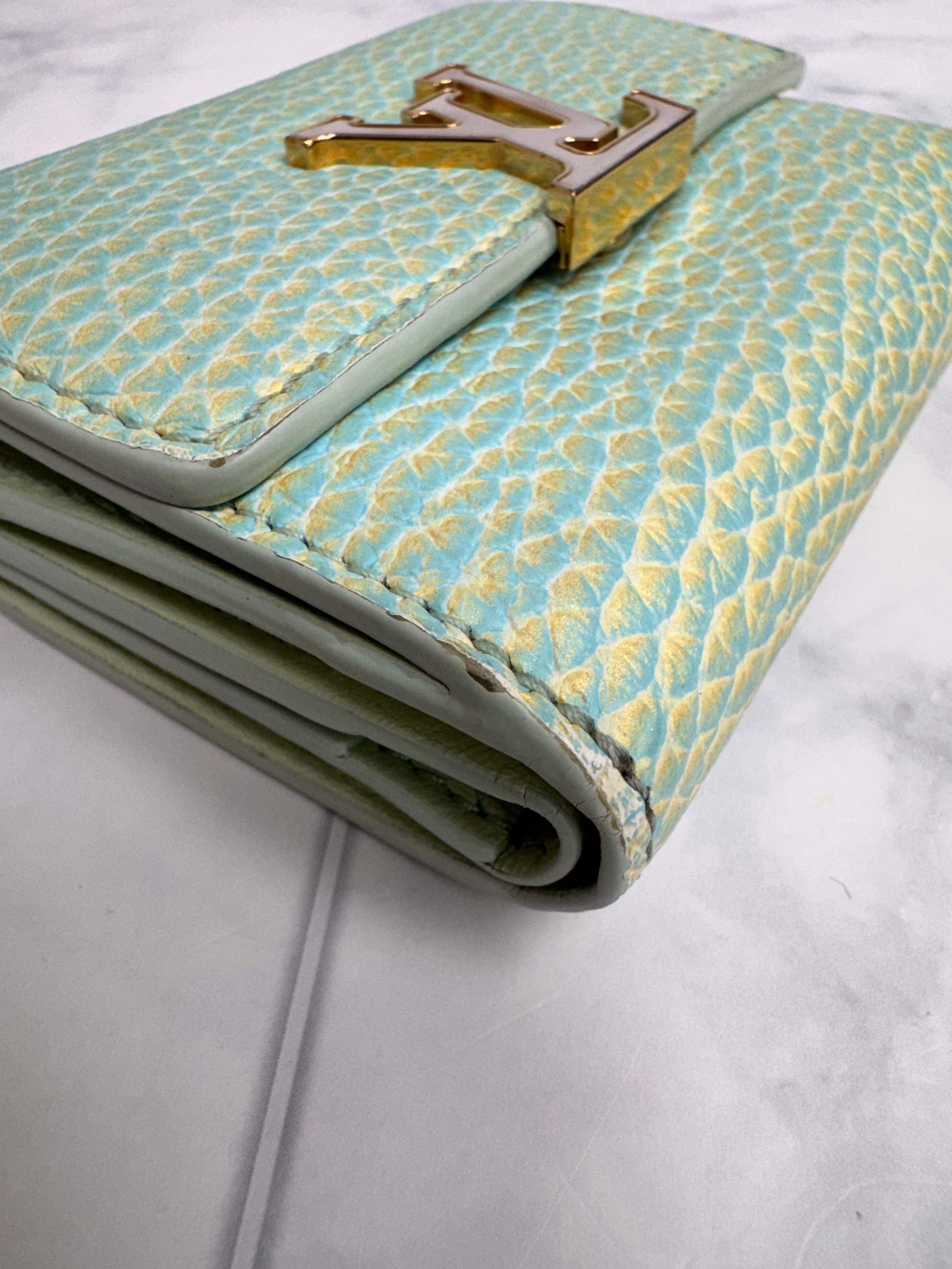 Louis Vuitton Blue And Yellow Taurillon Leather Summer Stardust Compact Wallet